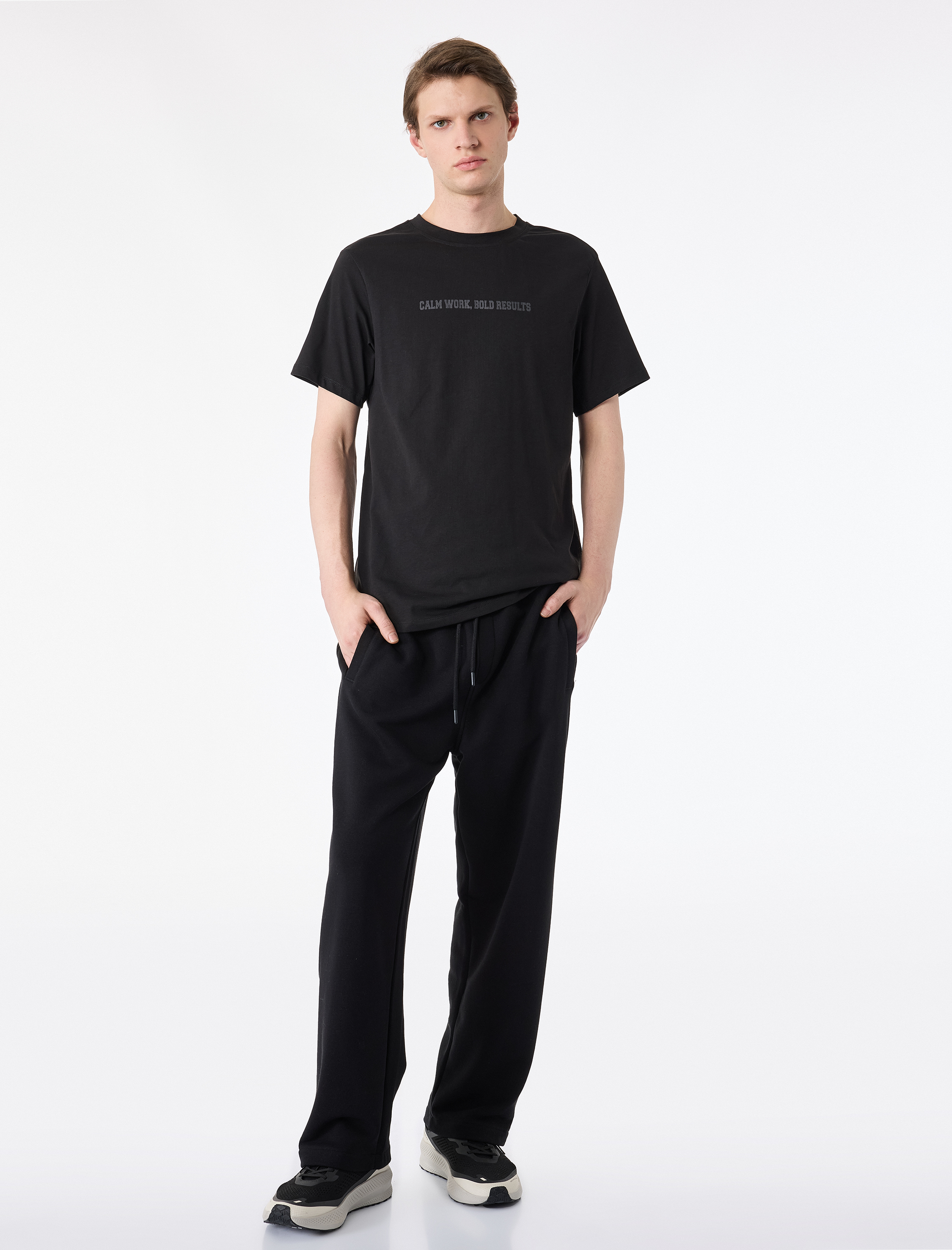   Regular Fit Kısa Kollu Bisiklet Yaka Pamuklu Baskılı Spor Tişört