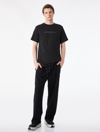 Regular Fit Kısa Kollu Bisiklet Yaka Pamuklu Baskılı Spor Tişört