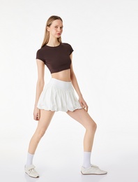 Yüksek Bel Mini Spor Balon Şort Etek