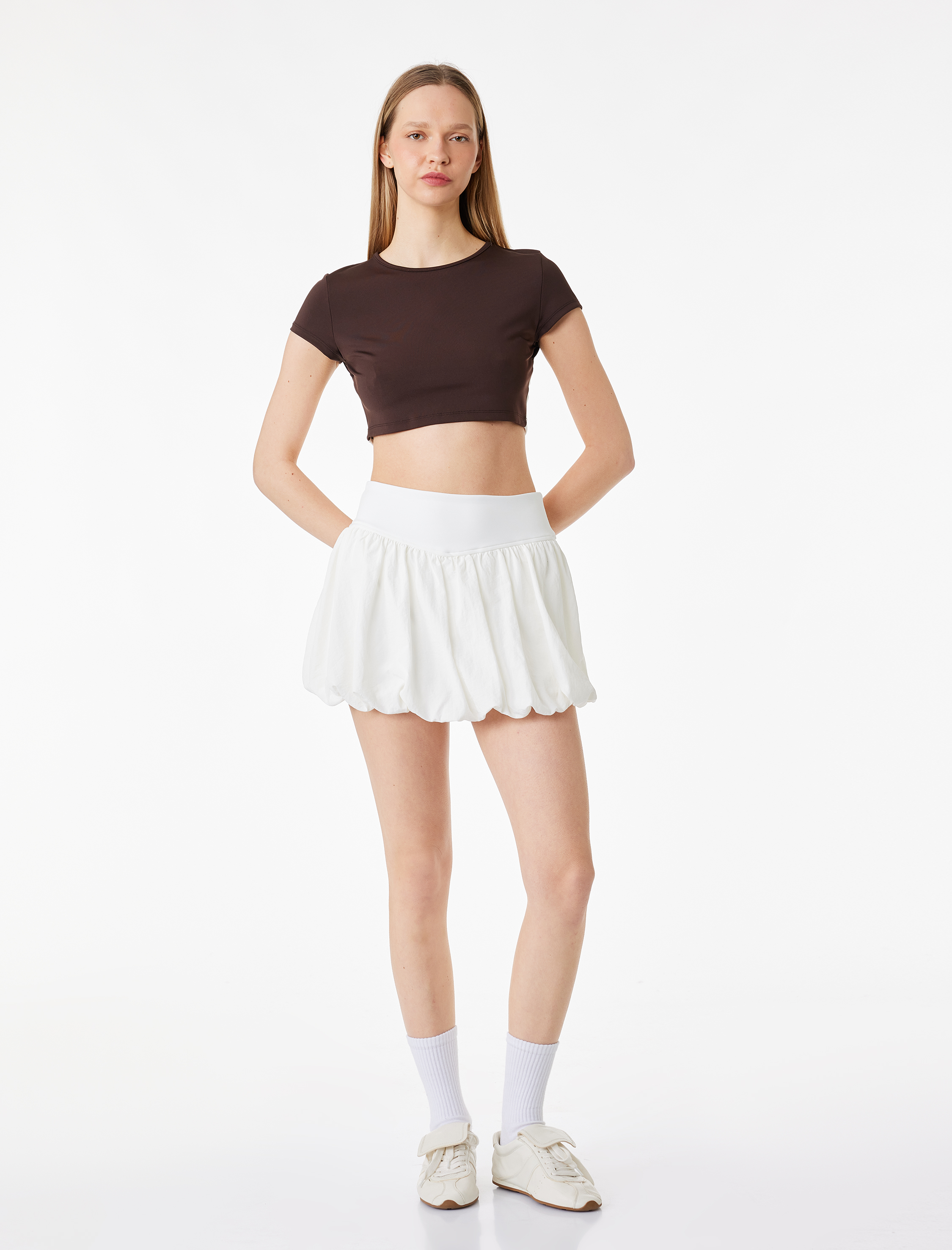   Yüksek Bel Mini Spor Balon Şort Etek