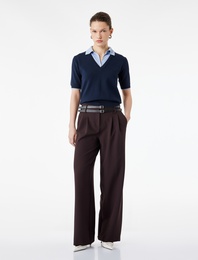 Bol Kesim Cepli Pileli Kemer Detaylı Palazzo Pantolon