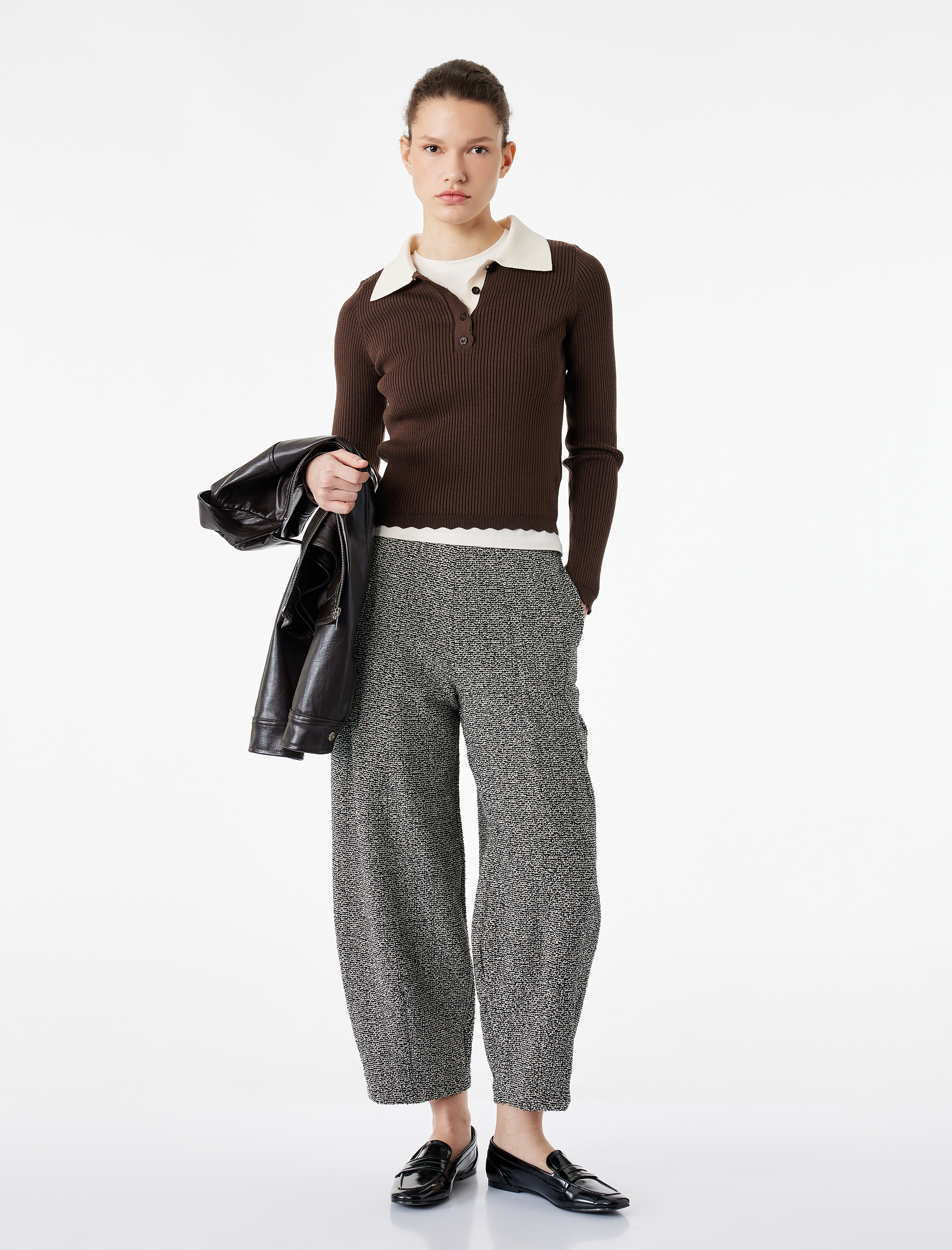   Metalik İplik Detaylı Parıltılı Cepli Tüvit Balon Pantolon