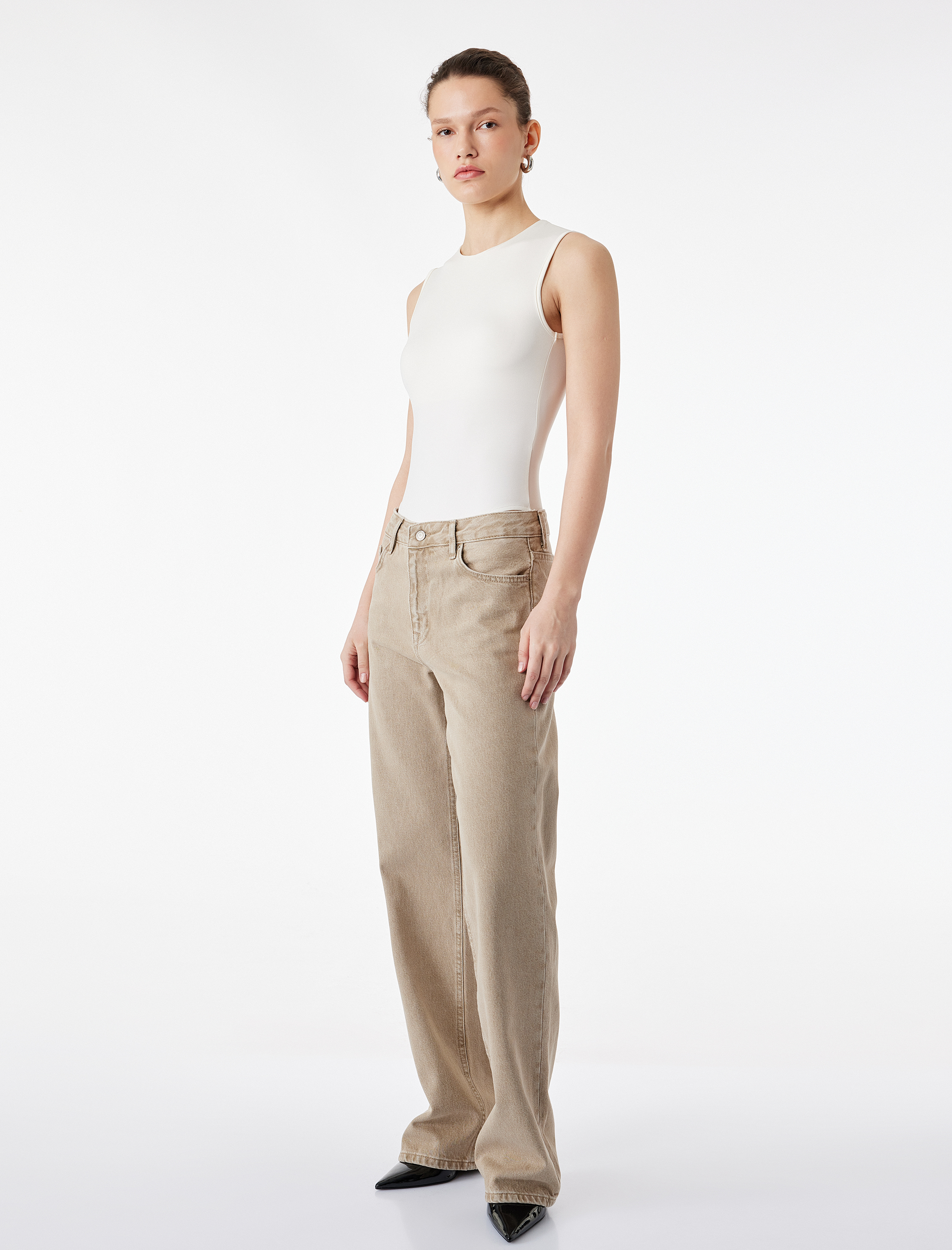   Pamuklu Düz Paça Normal Bel Jean Pantolon - Straight Fit Jean