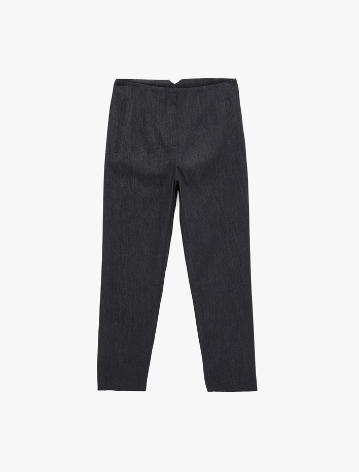  Yüksek Bel Cep Detaylı Pamuklu Cigarette Pantolon