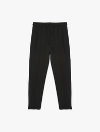 Krep Scuba Kumaş Cepli Nervürlü Havuç Pantolon