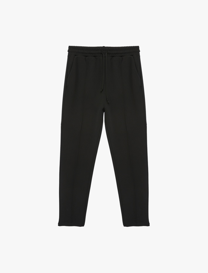  Krep Scuba Kumaş Cepli Nervürlü Havuç Pantolon