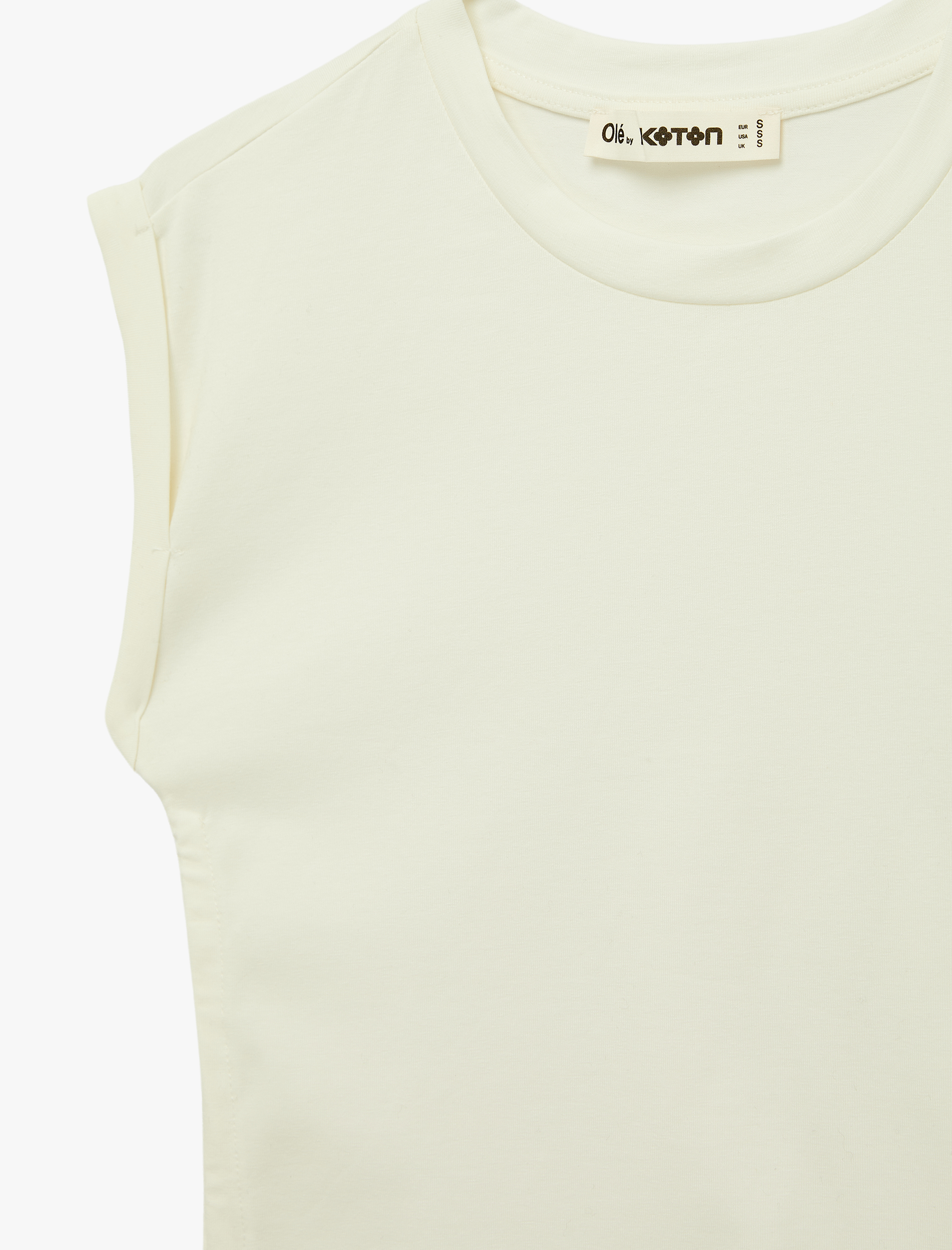   Pamuklu Kolsuz Bisiklet Yaka Büzgülü Crop Bluz