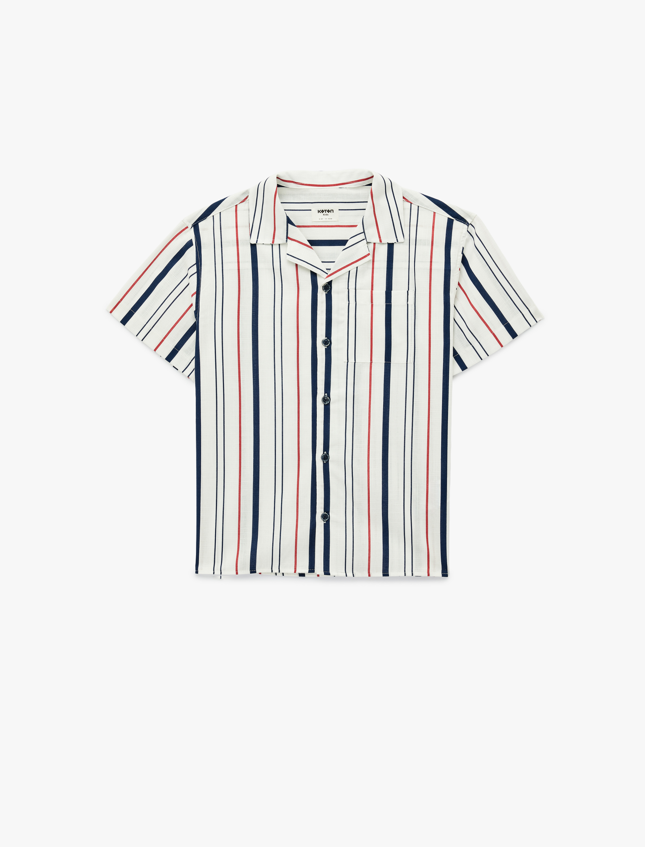  Erkek Çocuk Kısa Kollu Devrik Yaka Pamuklu Çizgili Gömlek