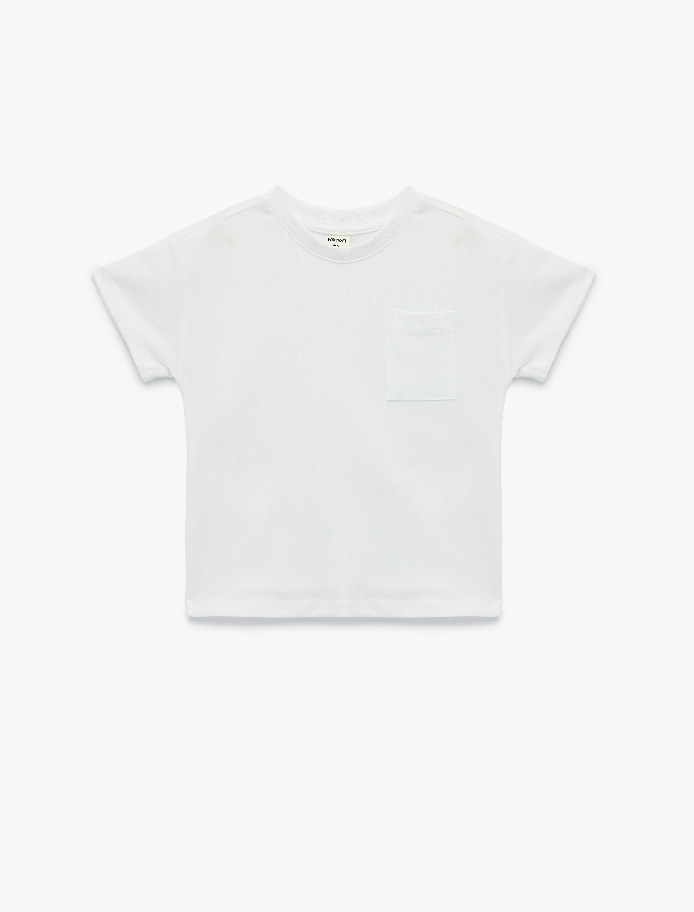  Erkek Bebek Pamuklu Cepli Kısa Kollu Bisiklet Yaka Basic Tişört