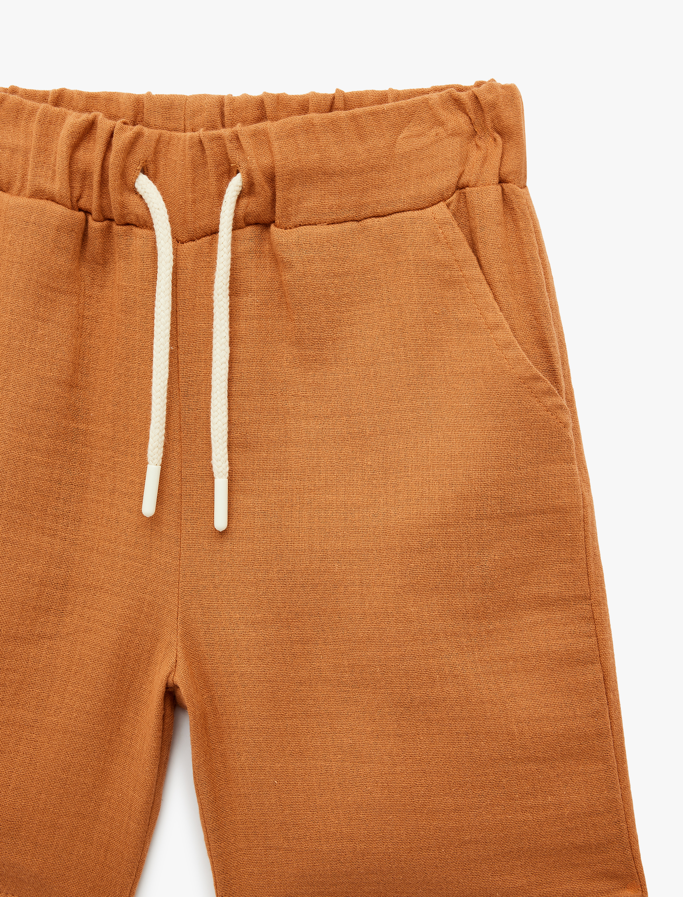  Erkek Çocuk Pamuklu Beli Bağcıklı Müslin Şort