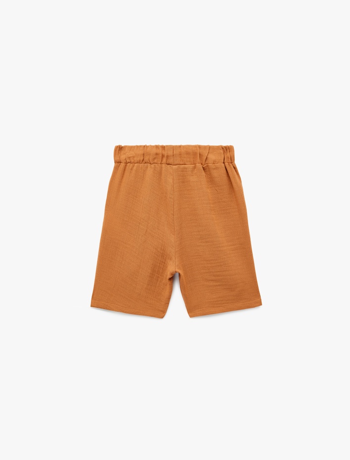 Erkek Çocuk Pamuklu Beli Bağcıklı Müslin Şort