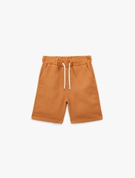 Pamuklu Beli Bağcıklı Müslin Şort