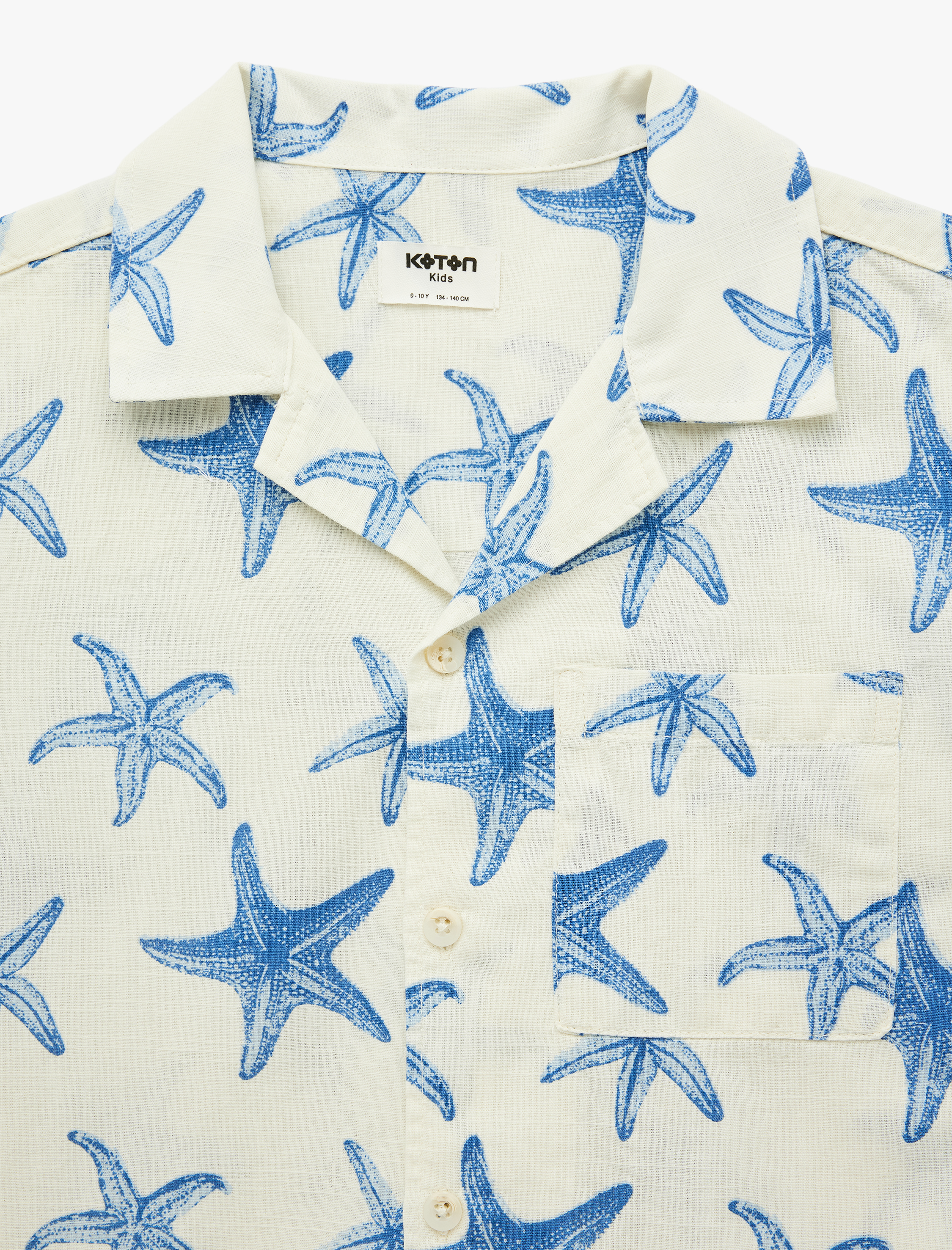  Erkek Çocuk Pamuklu Cepli Devrik Yaka Desenli Kısa Kollu Gömlek