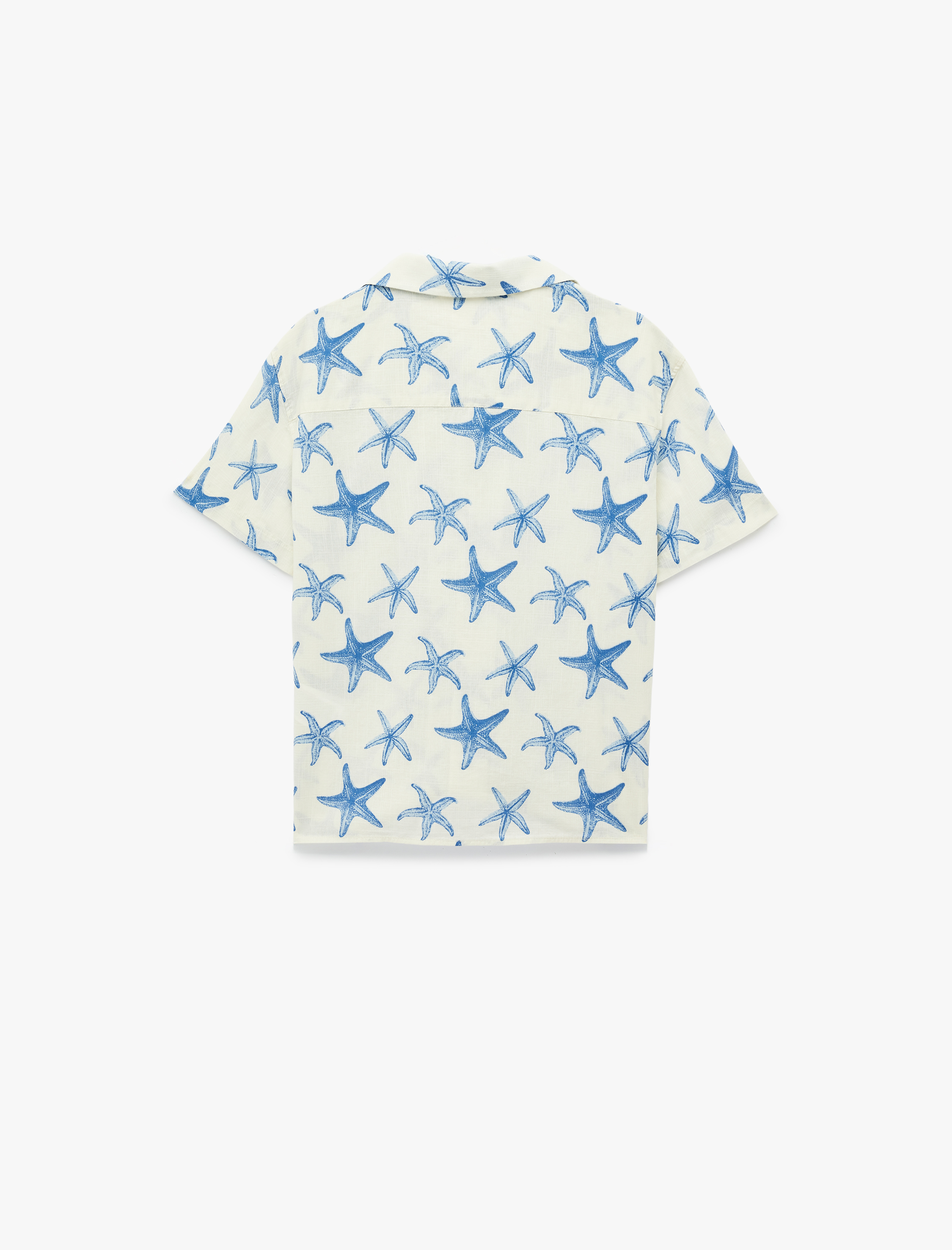  Erkek Çocuk Pamuklu Cepli Devrik Yaka Desenli Kısa Kollu Gömlek