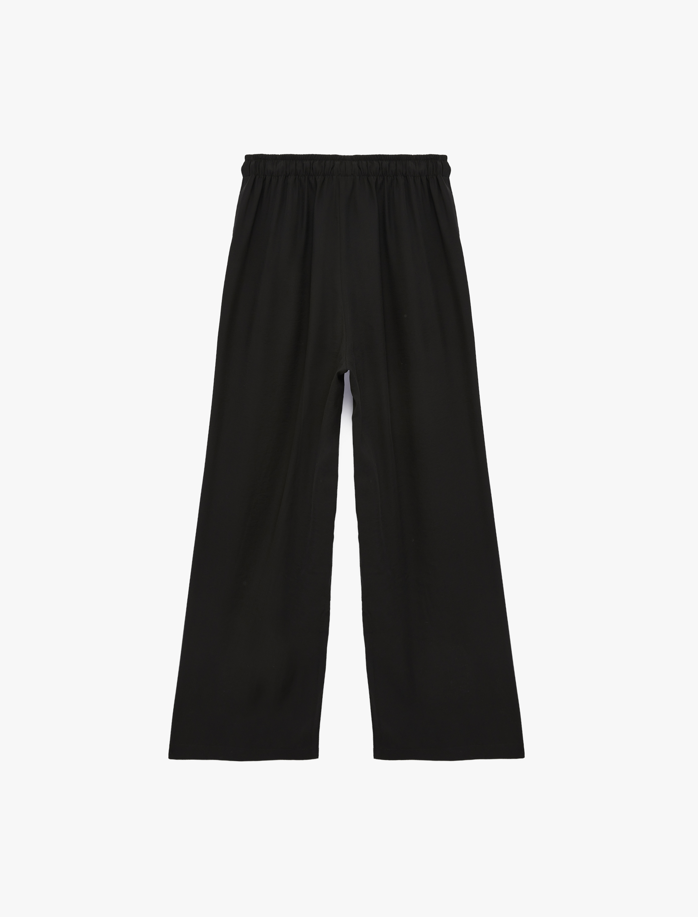   Rahat Kalıp Beli Bağcıklı Viskon Geniş Paça Pantolon