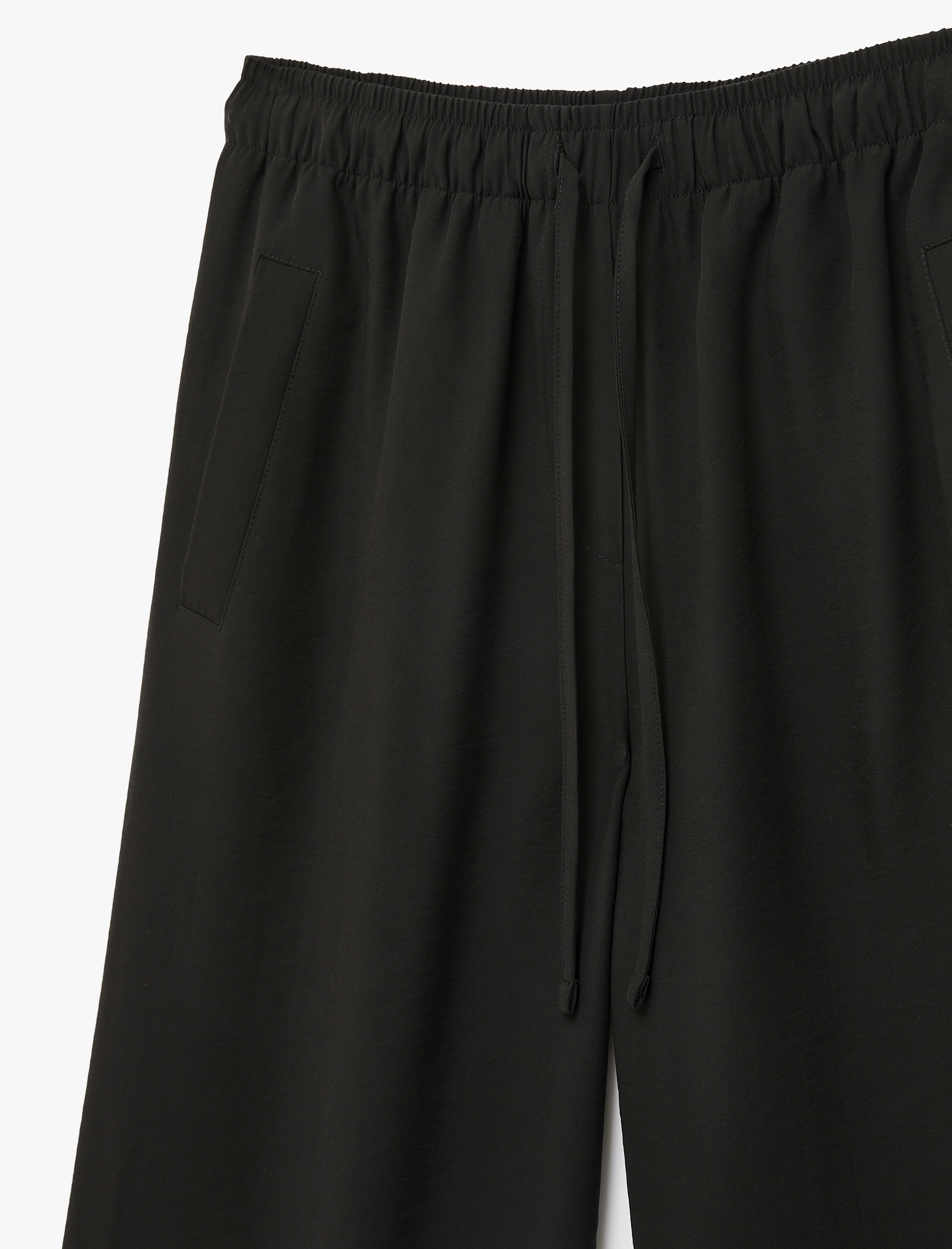   Rahat Kalıp Beli Bağcıklı Viskon Geniş Paça Pantolon