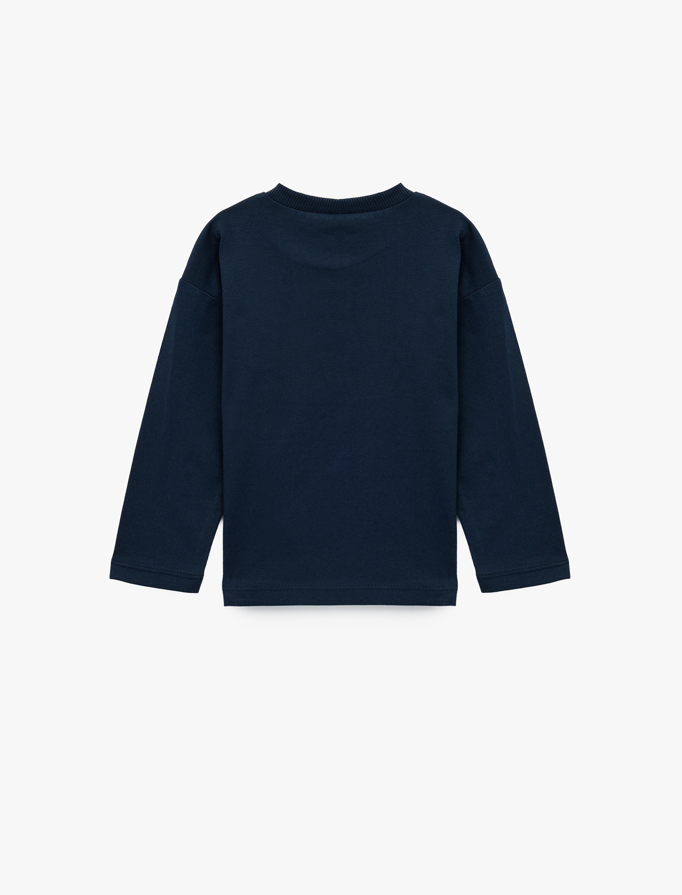  Erkek Bebek Araba Baskılı Pamuklu Bisiklet Yaka Uzun Kollu Tişört