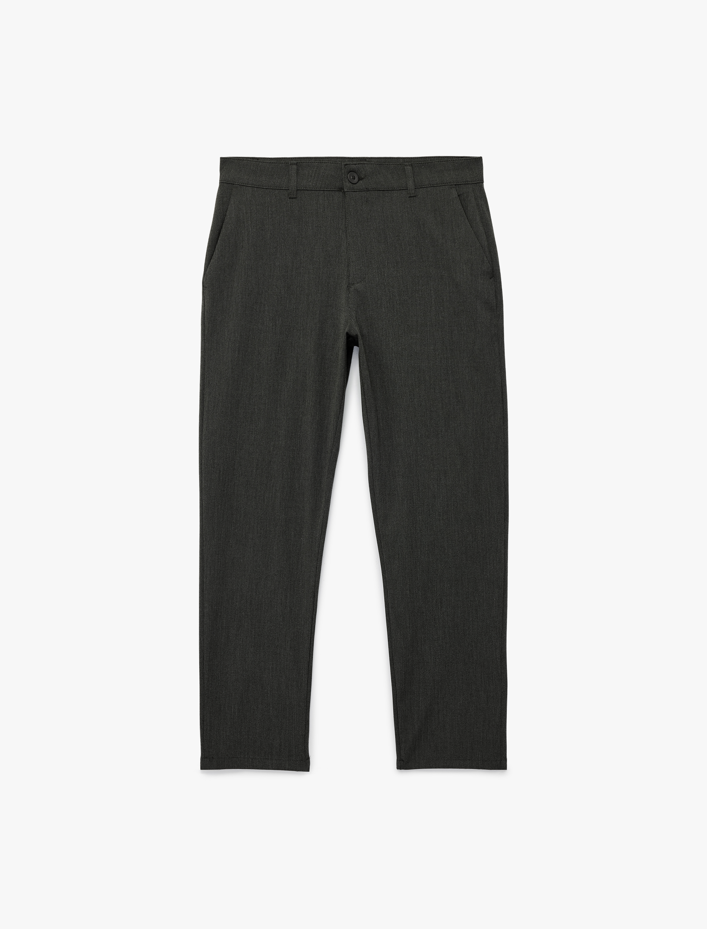   Regular Fit Düğmeli Cepli Viskon Karışımlı Kumaş Pantolon