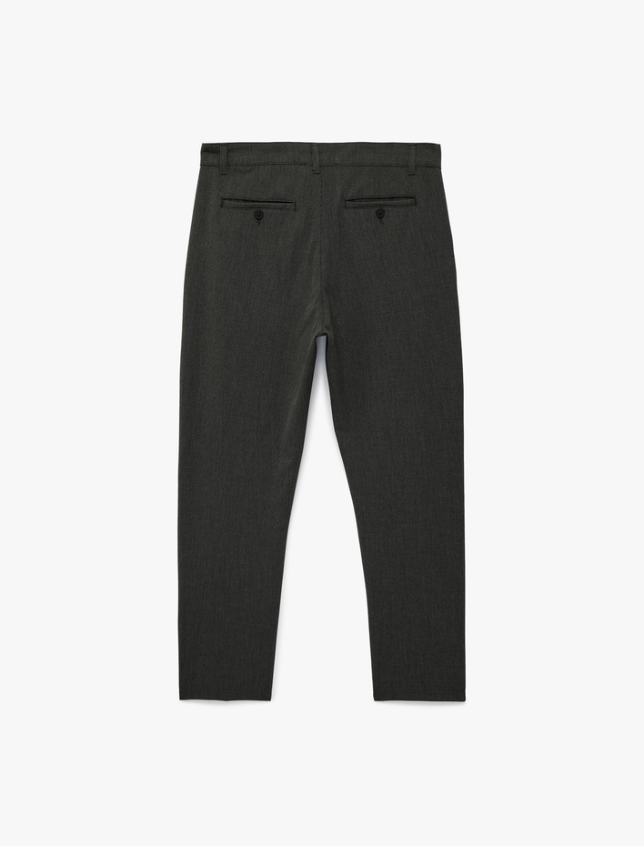  Regular Fit Düğmeli Cepli Viskon Karışımlı Kumaş Pantolon