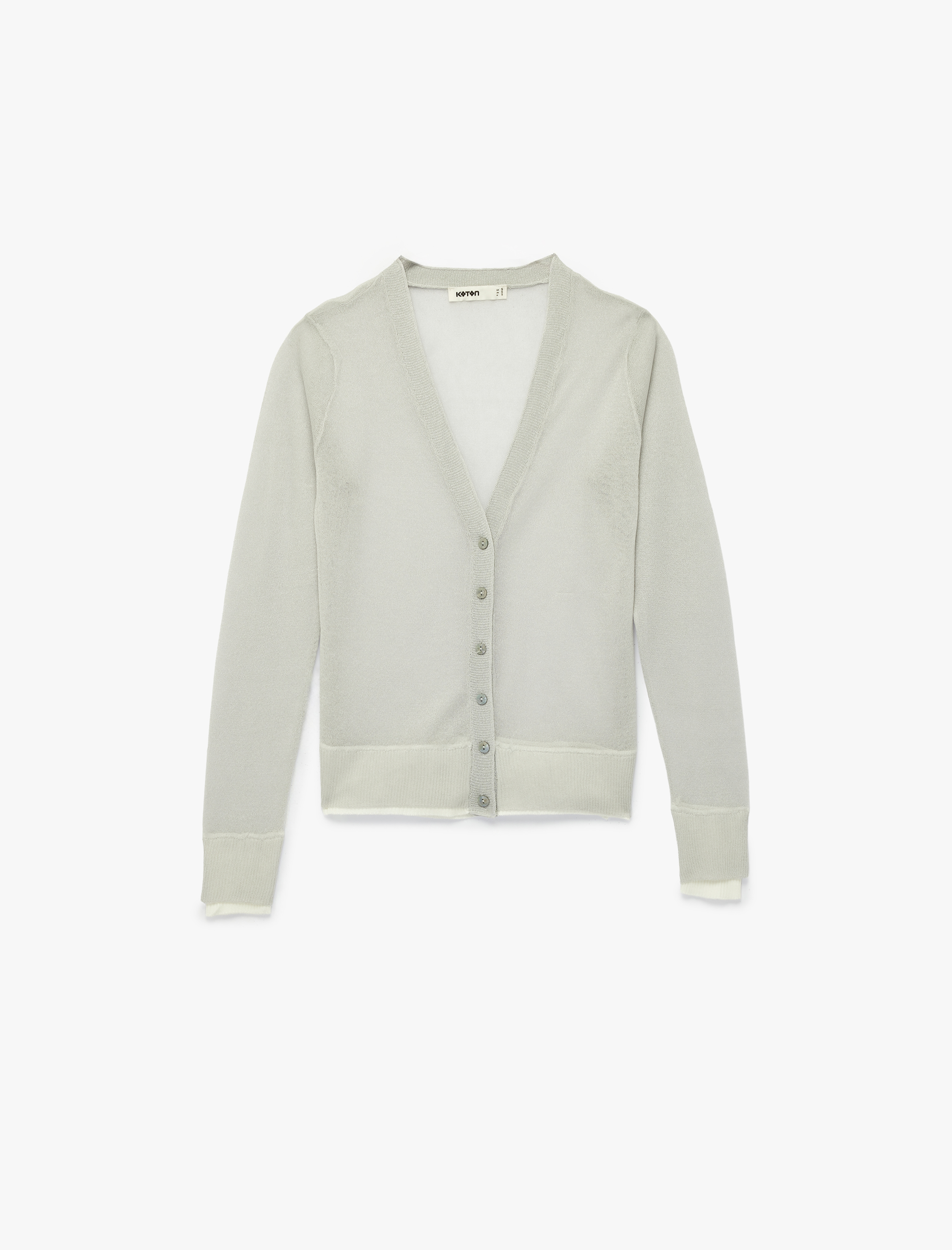   Düğmeli Uzun Kollu V Yaka Triko Hırka