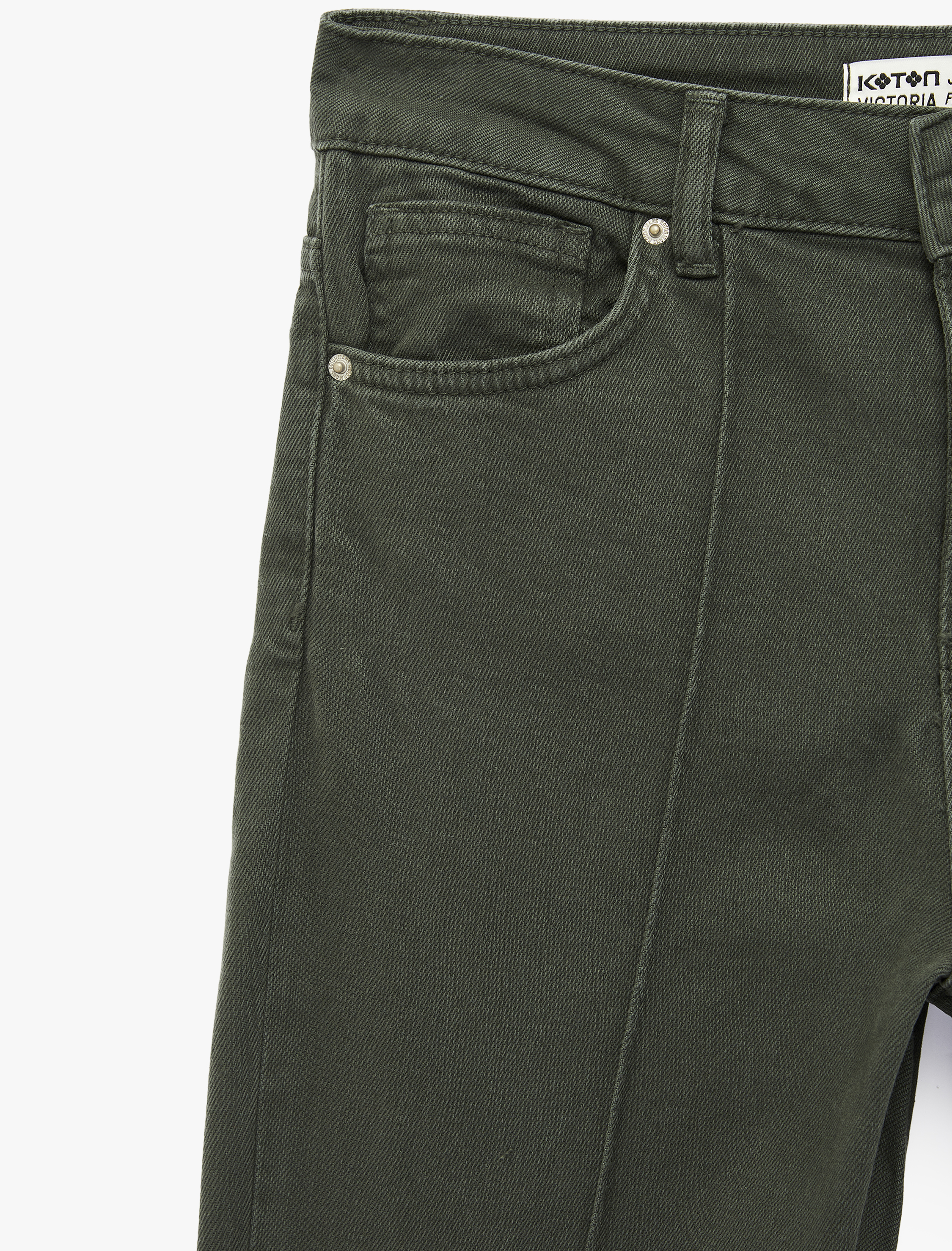   Pamuklu Cepli Düğmeli Dar Kesim İspanyol Paça Denim Pantolon - Flare Jeans