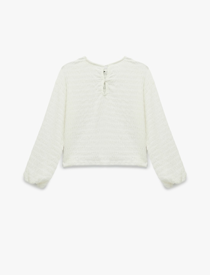 Kız Çocuk Fiyonklu Uzun Kollu Bisiklet Yaka Bluz