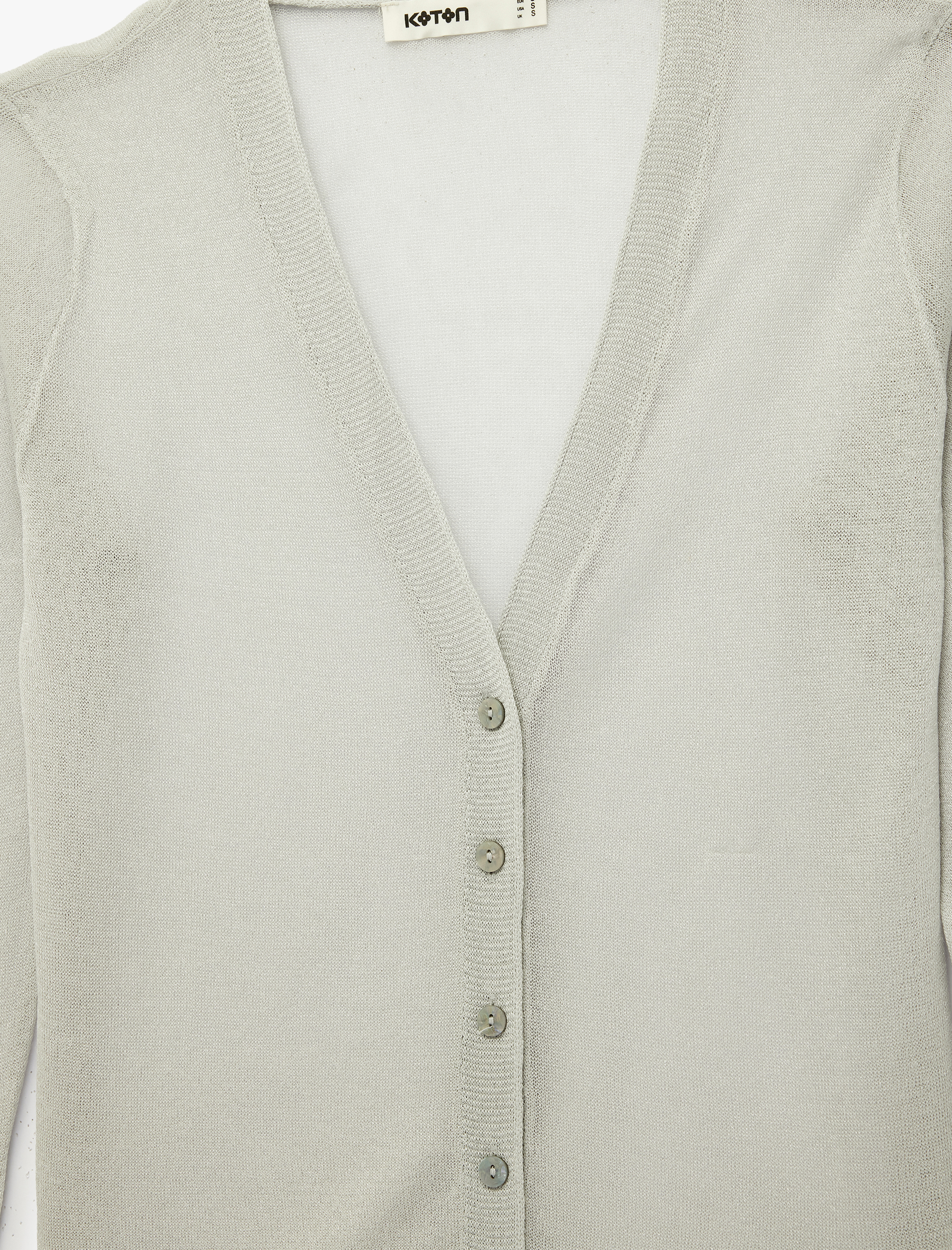   Düğmeli Uzun Kollu V Yaka Triko Hırka