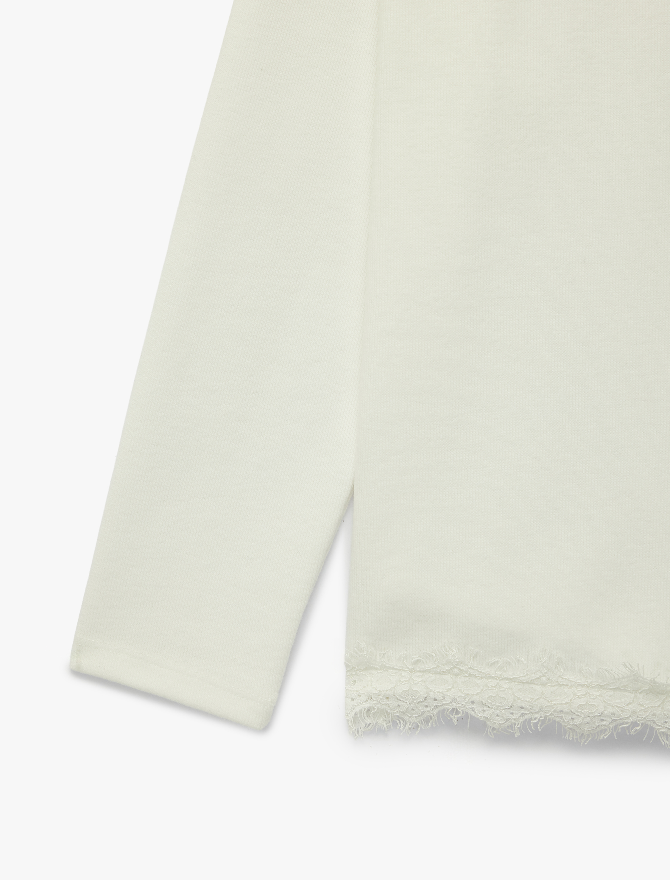   Uzun Kollu Bisiklet Yaka Dantel Detaylı Sweatshirt