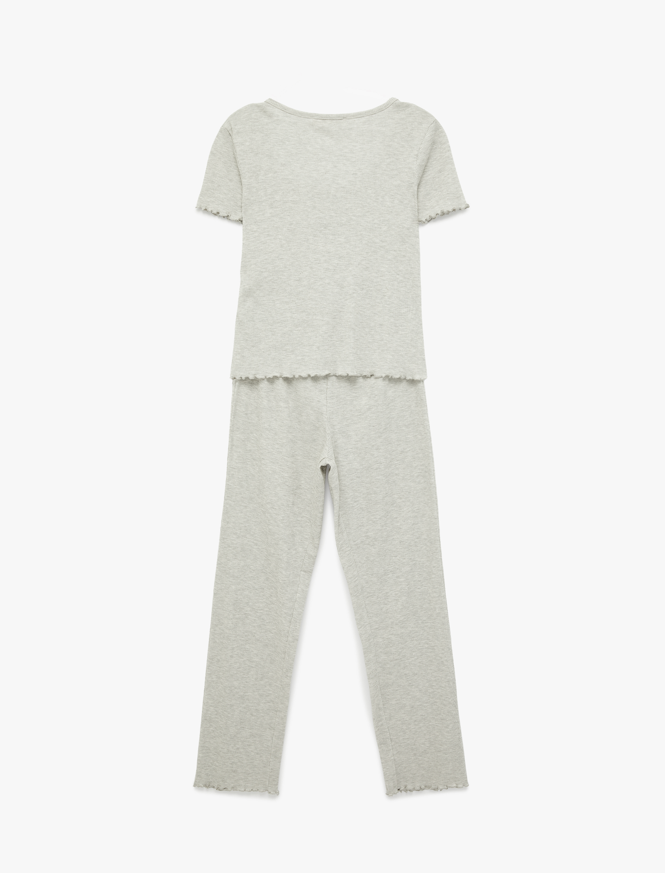   Bisiklet Yaka Kısa Kollu Rahat Kesim Pijama Takımı