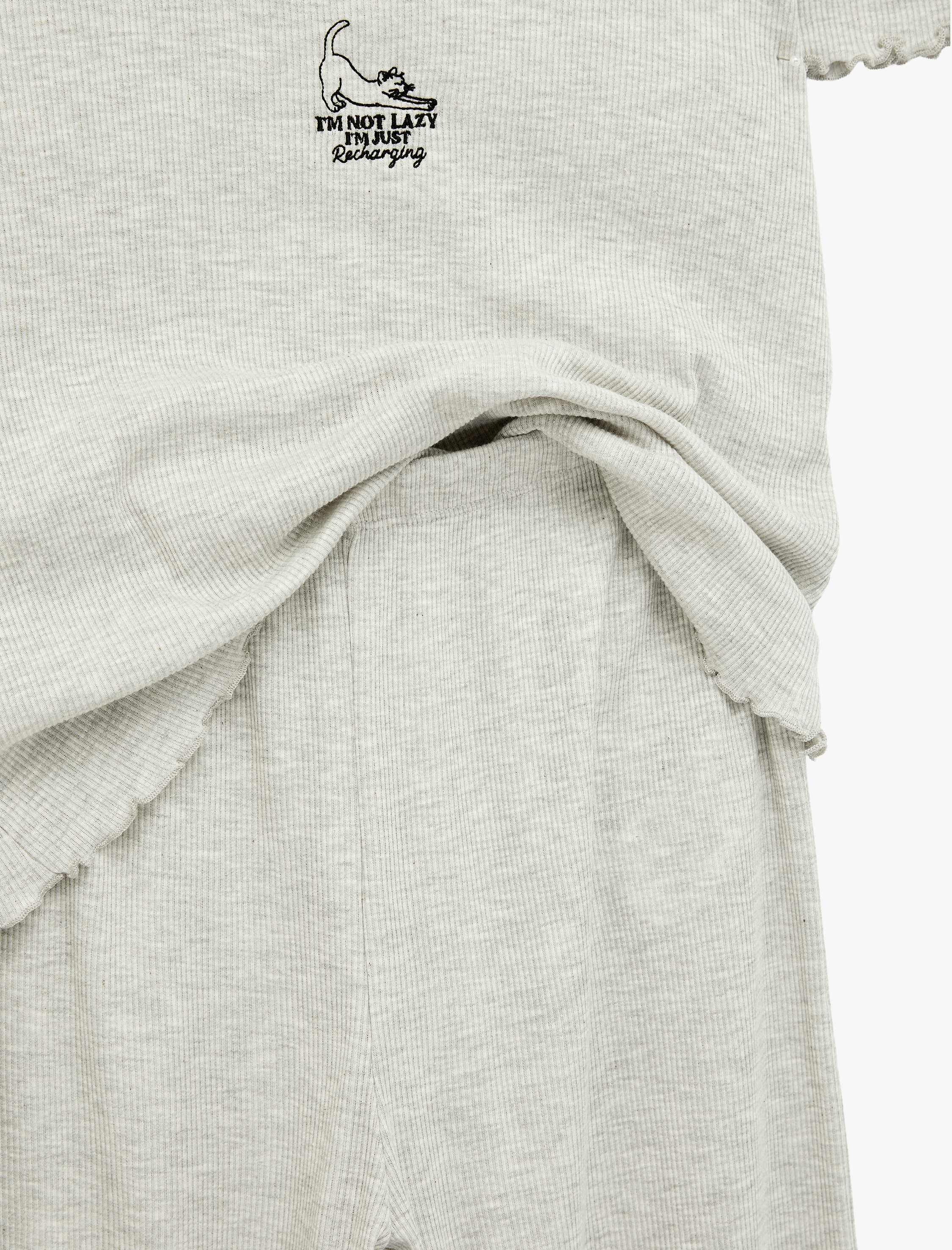   Bisiklet Yaka Kısa Kollu Rahat Kesim Pijama Takımı