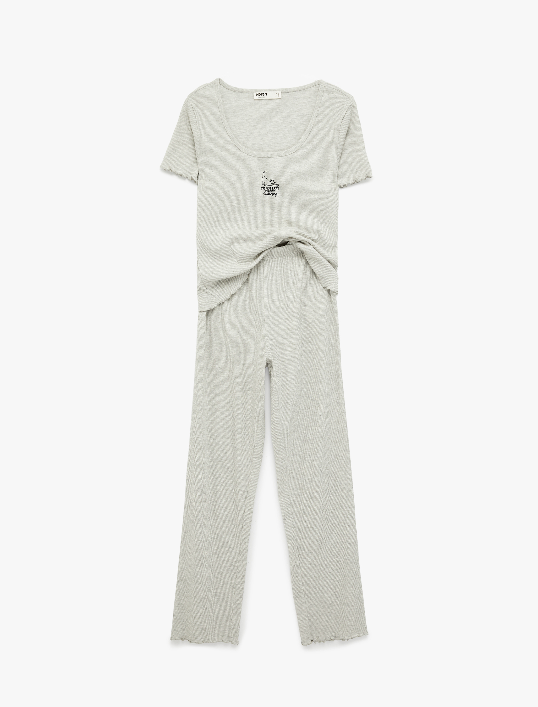   Bisiklet Yaka Kısa Kollu Rahat Kesim Pijama Takımı