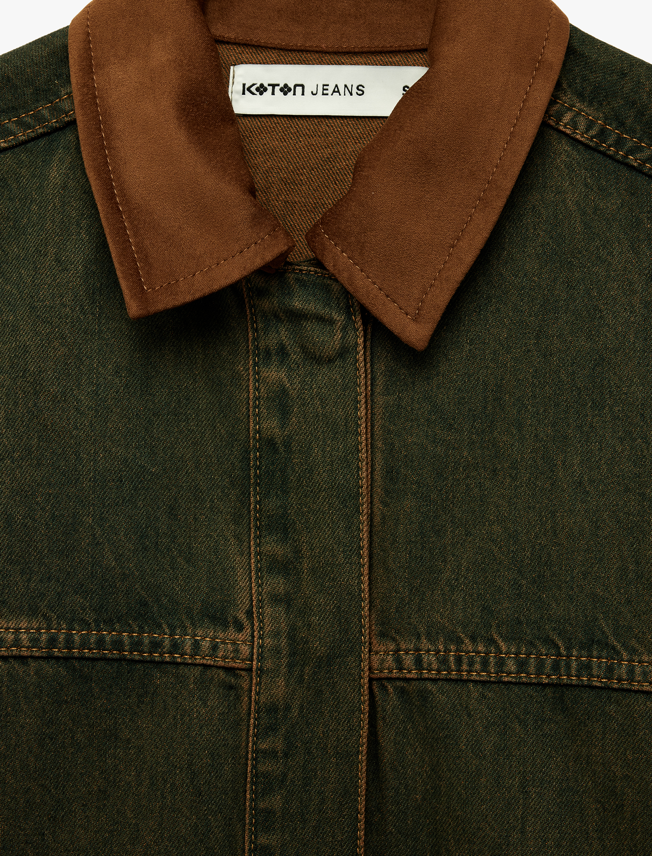   Yıkamalı Klasik Yaka Cep Detaylı Düğmeli Oversize Denim Ceket