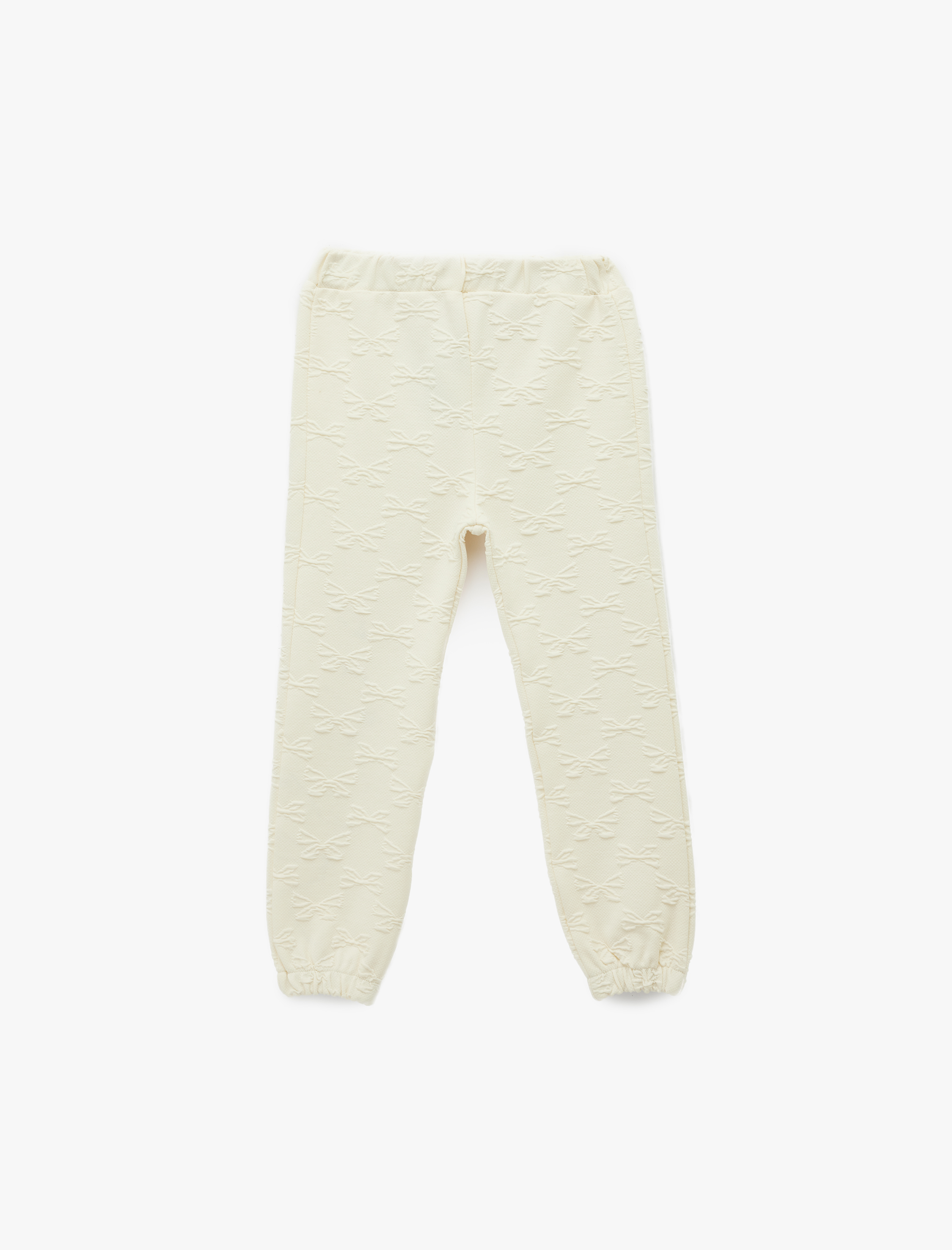  Kız Bebek Fiyonk Desenli Dokulu Jogger Eşofman Altı