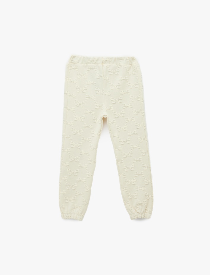 Kız Bebek Fiyonk Desenli Dokulu Jogger Eşofman Altı