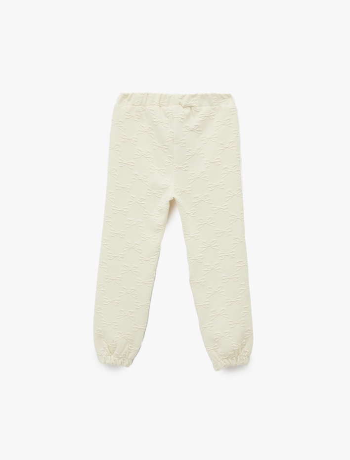 Kız Bebek Fiyonk Desenli Dokulu Jogger Eşofman Altı