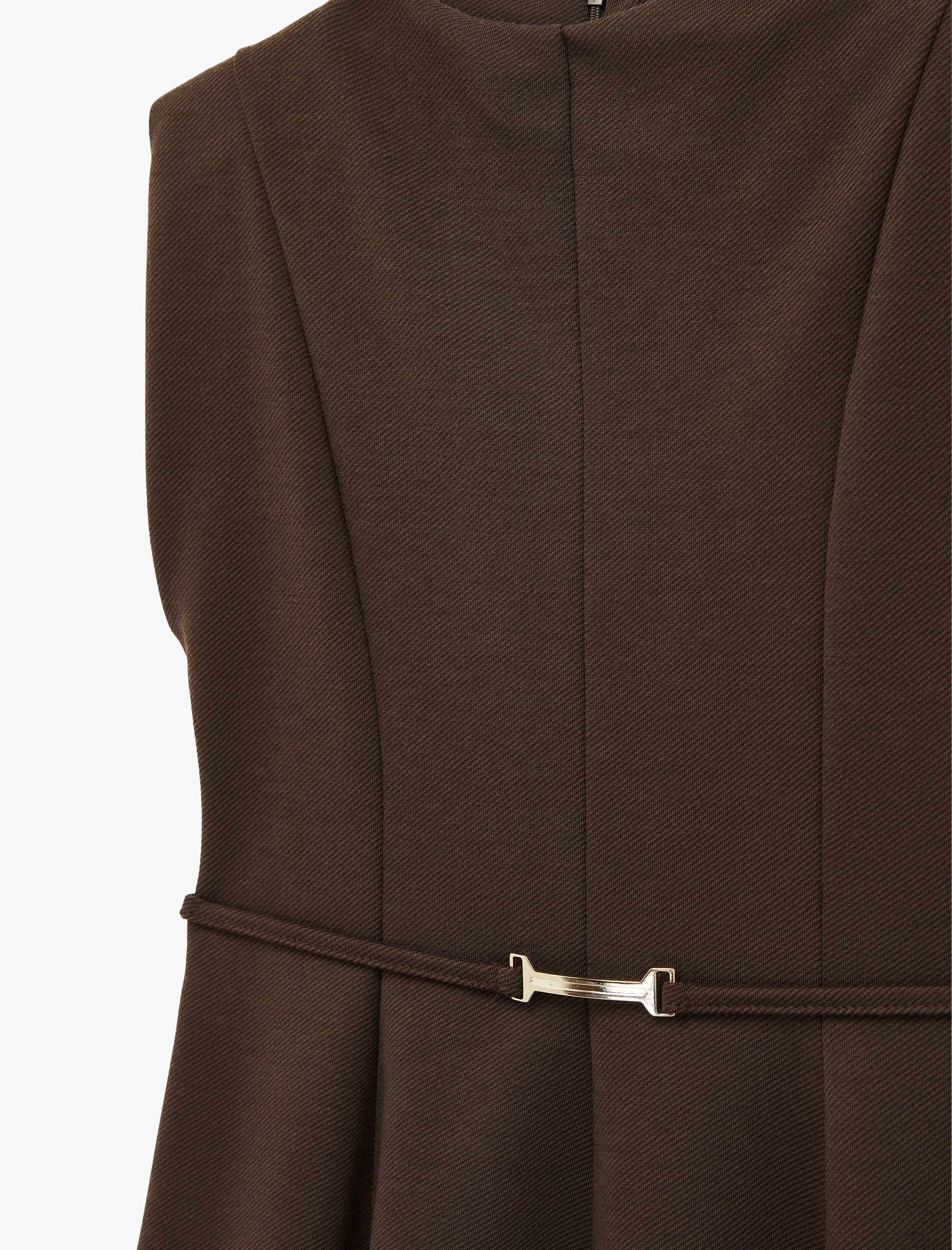   Kemer Detaylı Bisiklet Yaka Kolsuz Mini Kloş Elbise