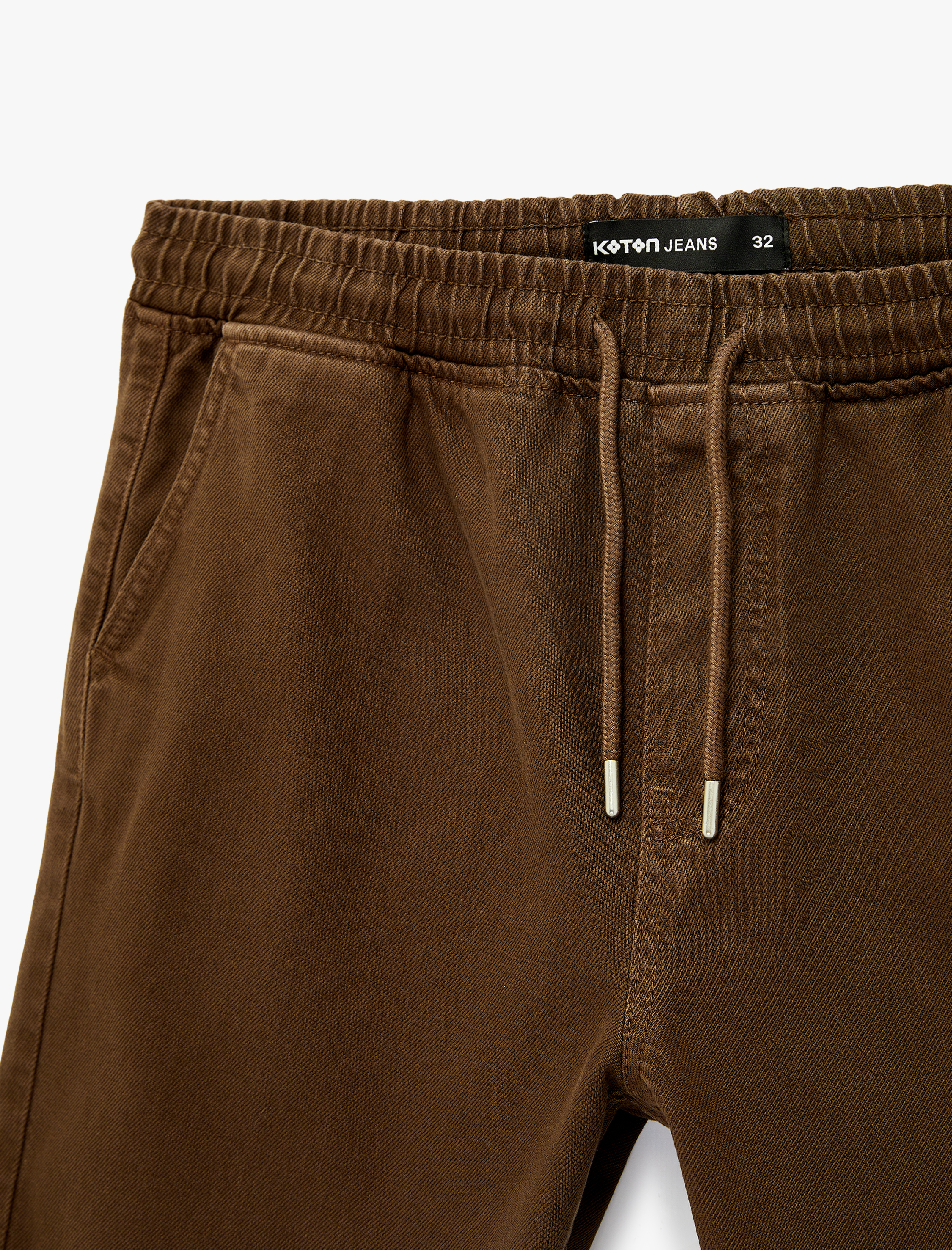   Pamuklu Cepli Bermuda Oversize Beli Bağcıklı Baggy Jean Şort