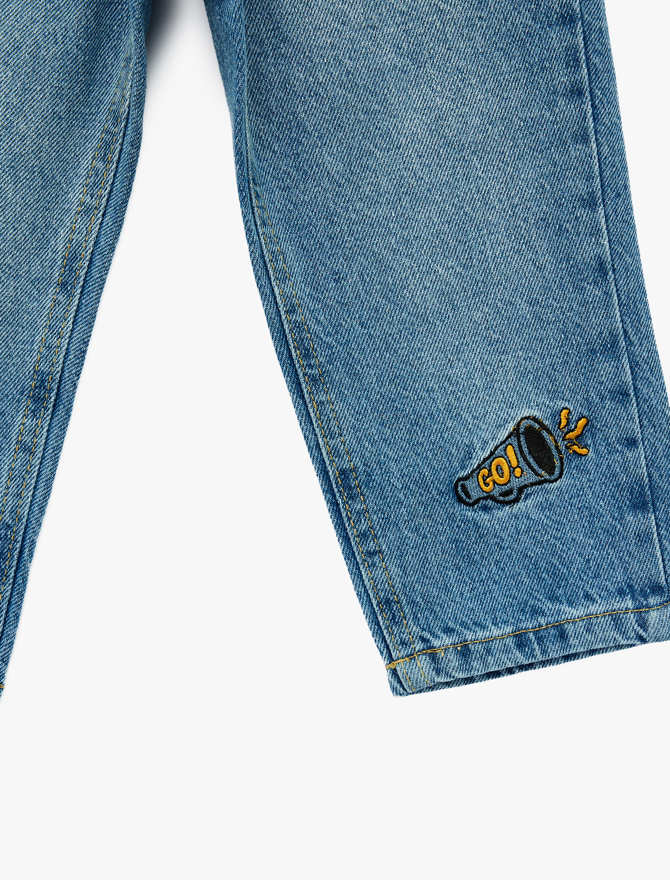  Erkek Bebek Beli Bağcıklı Cepli İşleme Detaylı Pamuklu Denim Pantolon