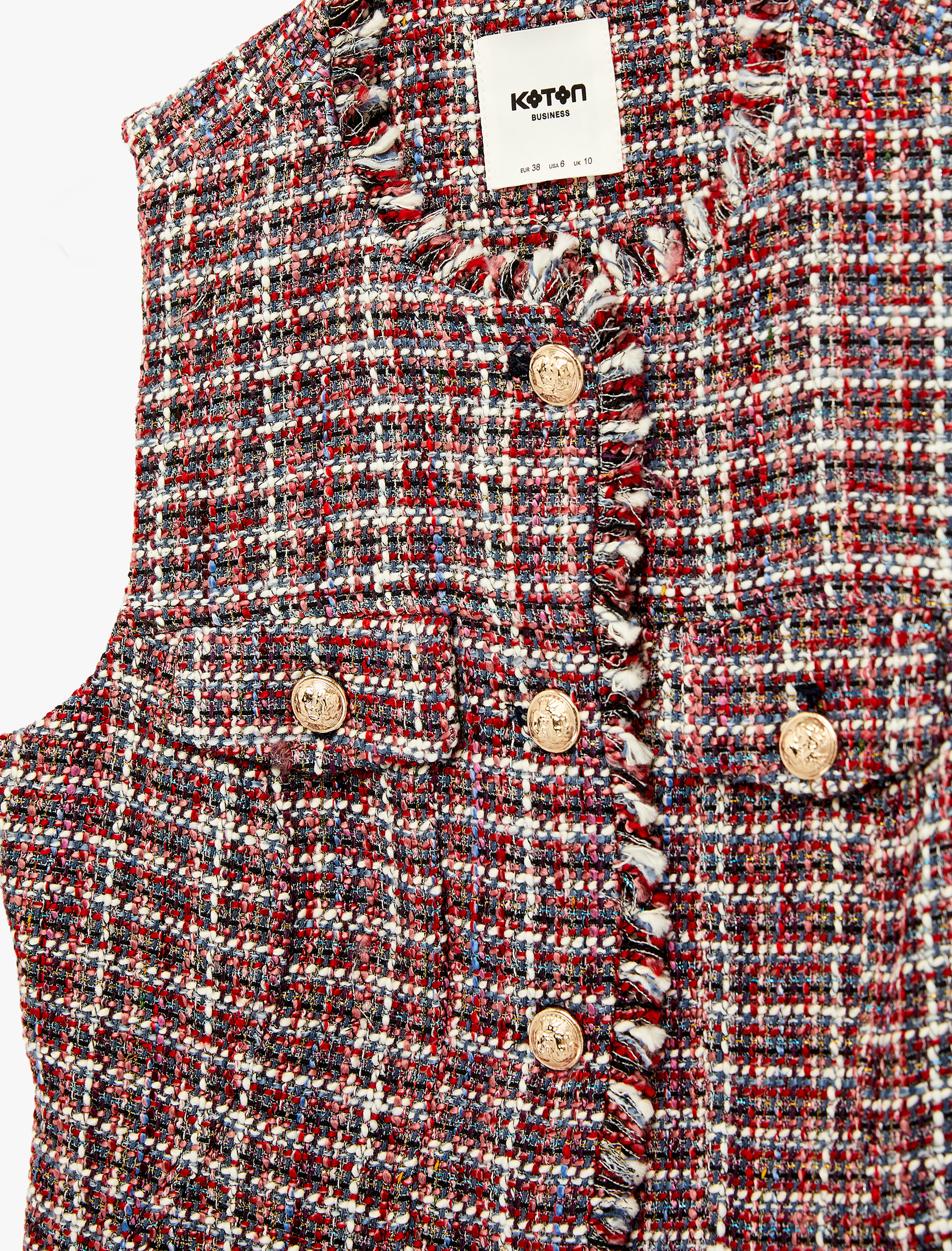   Kolsuz Bisiklet Yaka Düğmeli Metal Aksesuarlı Tüvit Yelek