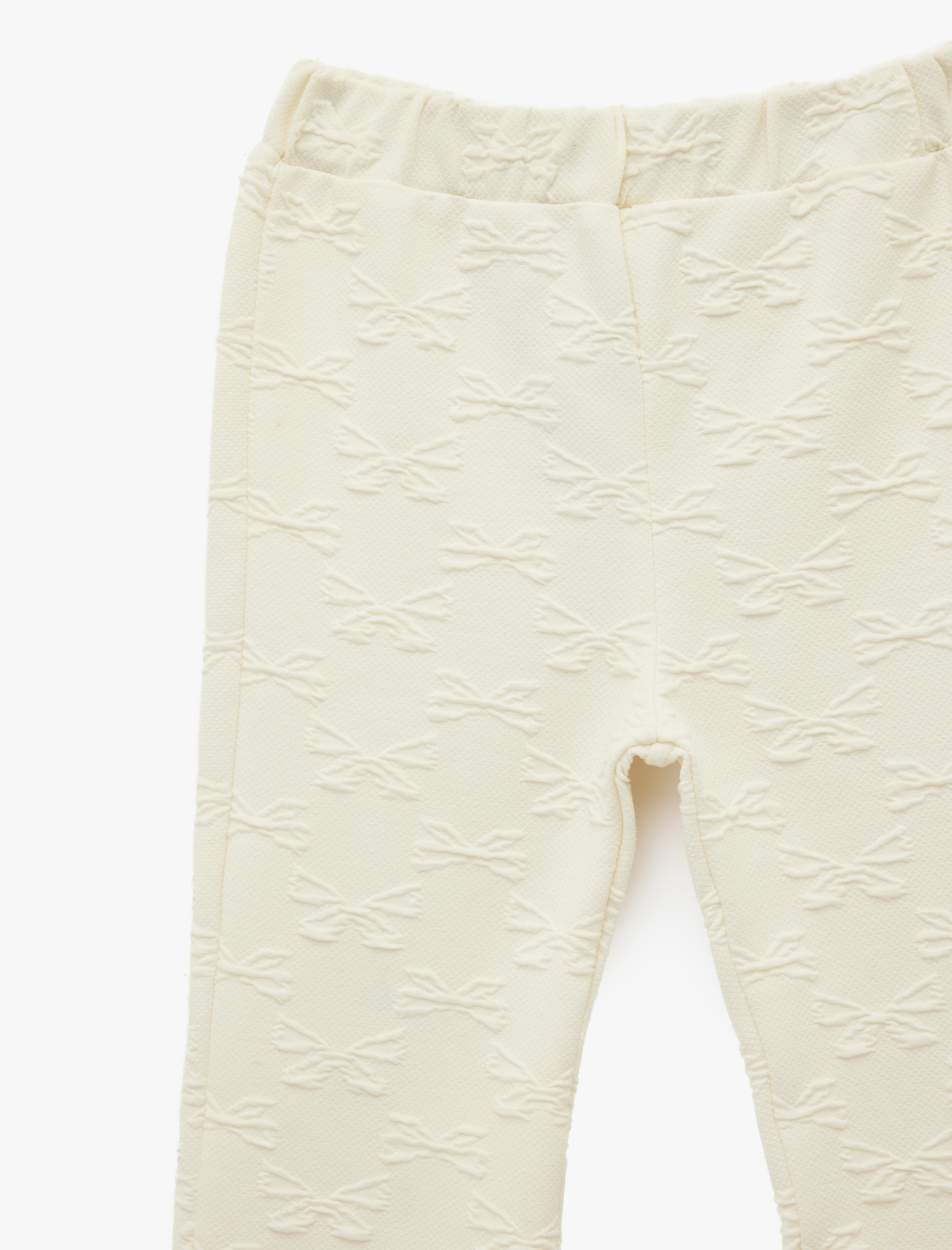  Kız Bebek Fiyonk Desenli Dokulu Jogger Eşofman Altı