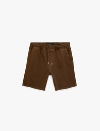 Pamuklu Cepli Bermuda Oversize Beli Bağcıklı Baggy Jean Şort