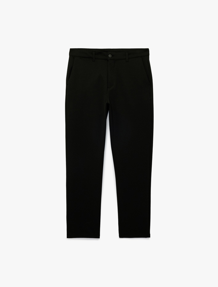  Düğmeli Cepli Viskon Karışımlı Slim Fit Kumaş Pantolon