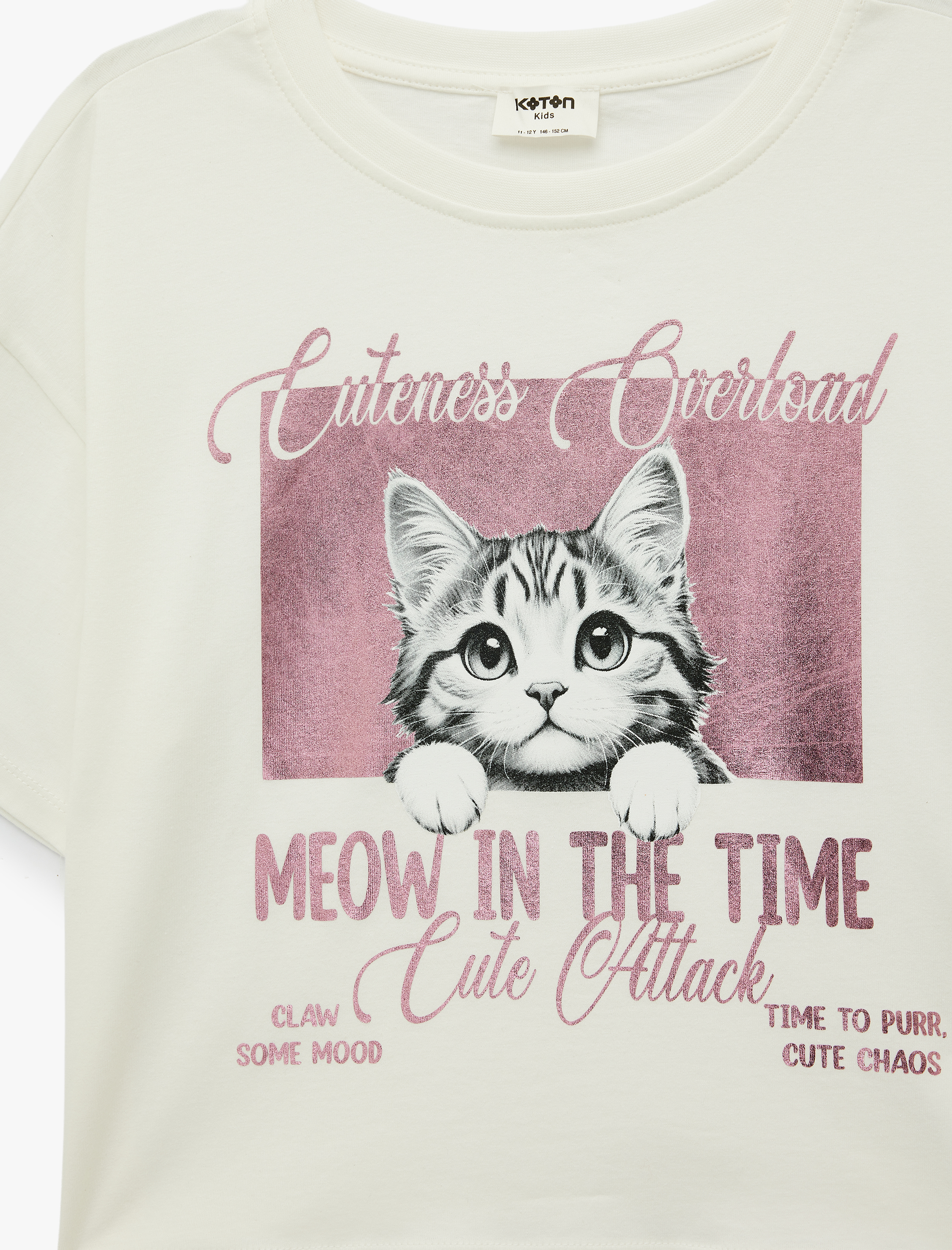  Kız Çocuk Kısa Kollu Bisiklet Yaka Pamuklu Baskılı Tişört