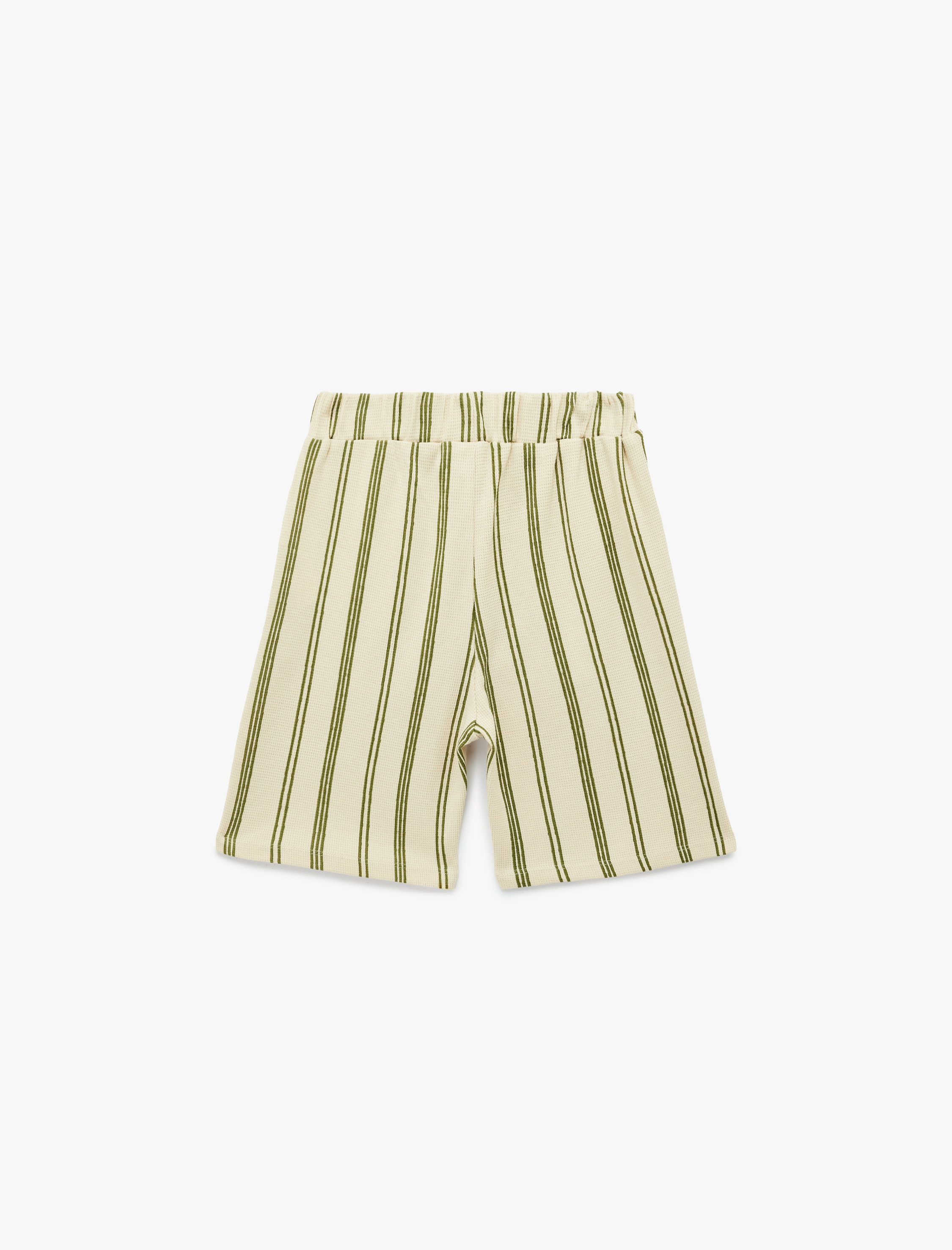  Erkek Çocuk Beli Bağcıklı Pamuklu Dokulu Çizgili  Şort
