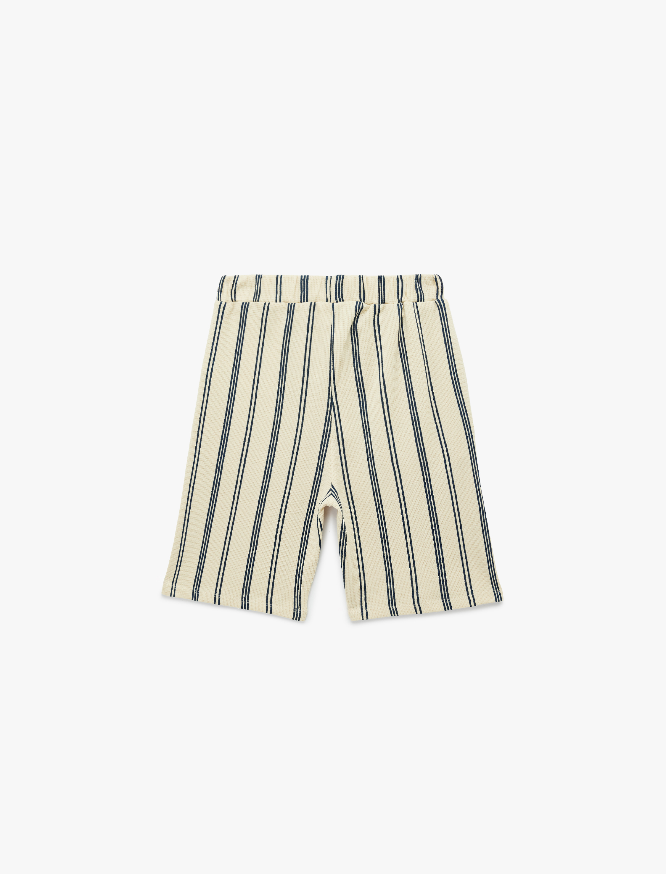  Erkek Çocuk Beli Bağcıklı Pamuklu Dokulu Çizgili  Şort