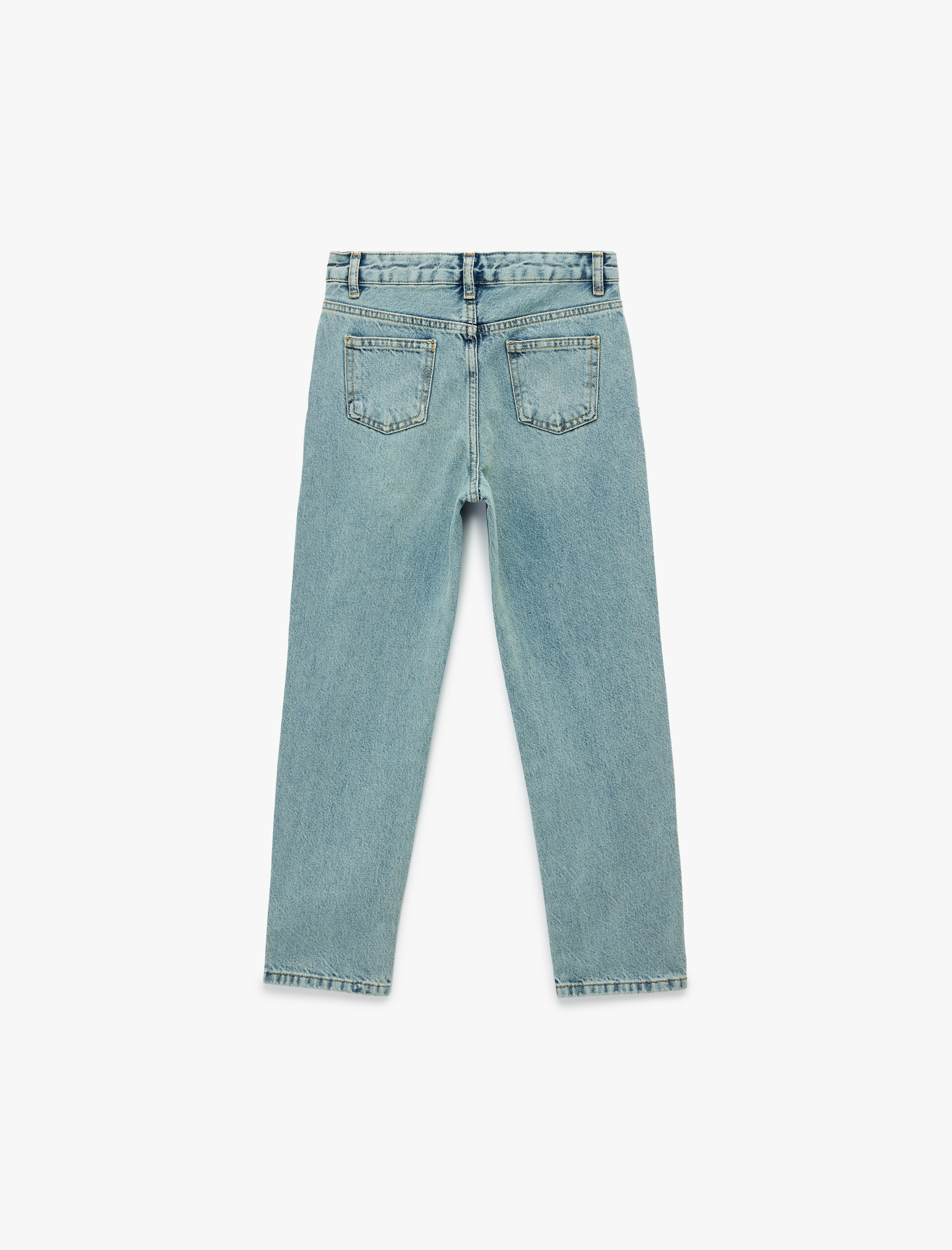  Kız Çocuk Dantel Detaylı Pamuklu Mom Fit Denim Pantolon