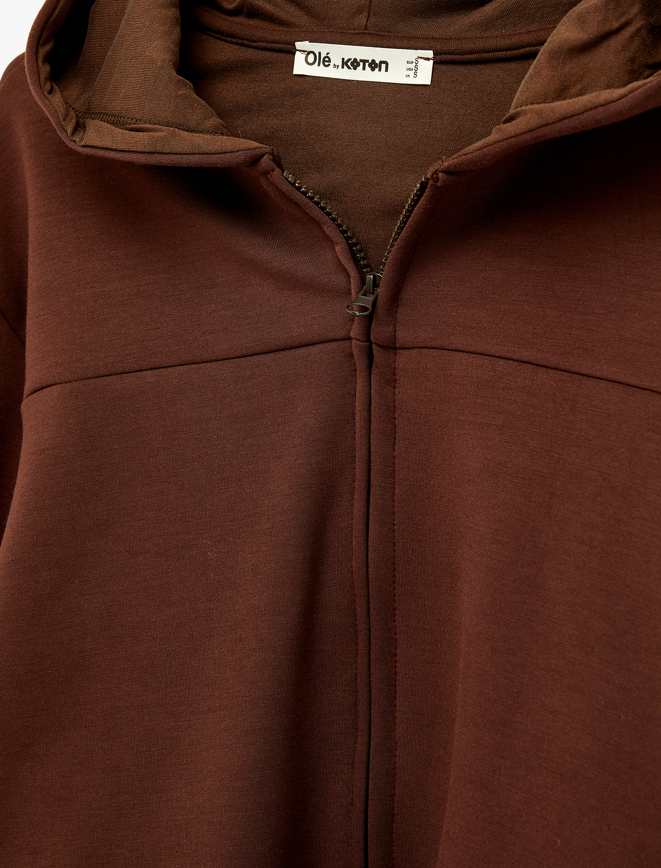   Modal Karışımlı Kapüşonlu Oversize Fermuarlı Sweatshirt