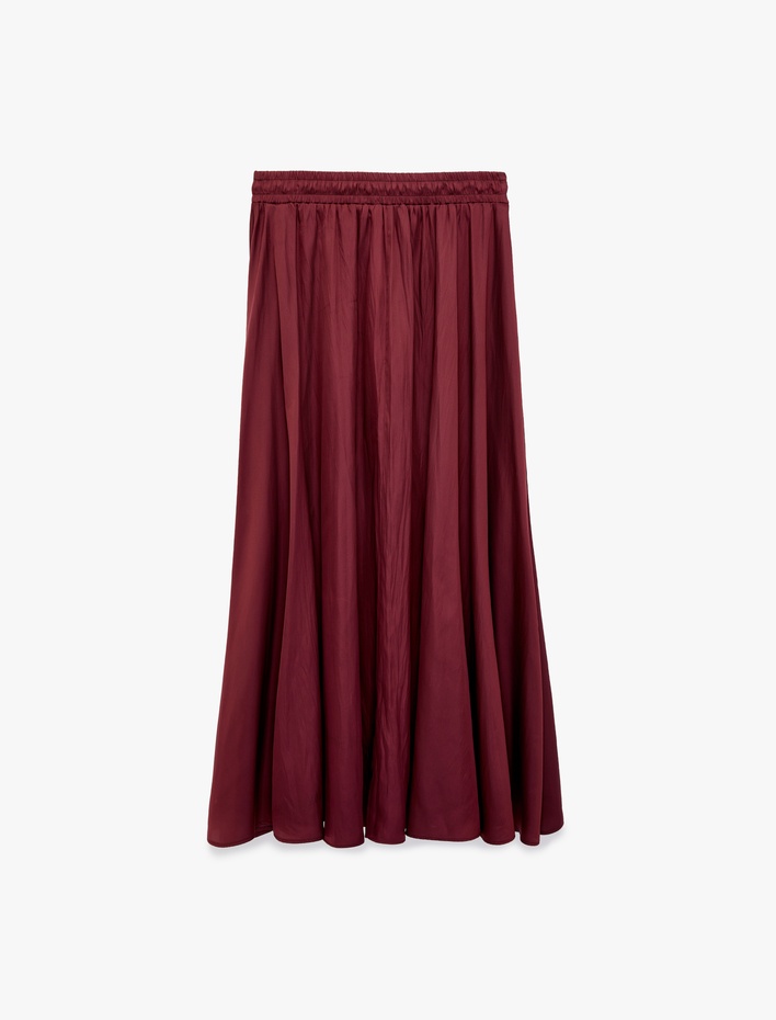  Beli Bağcıklı Kloş Uzun Saten Etek