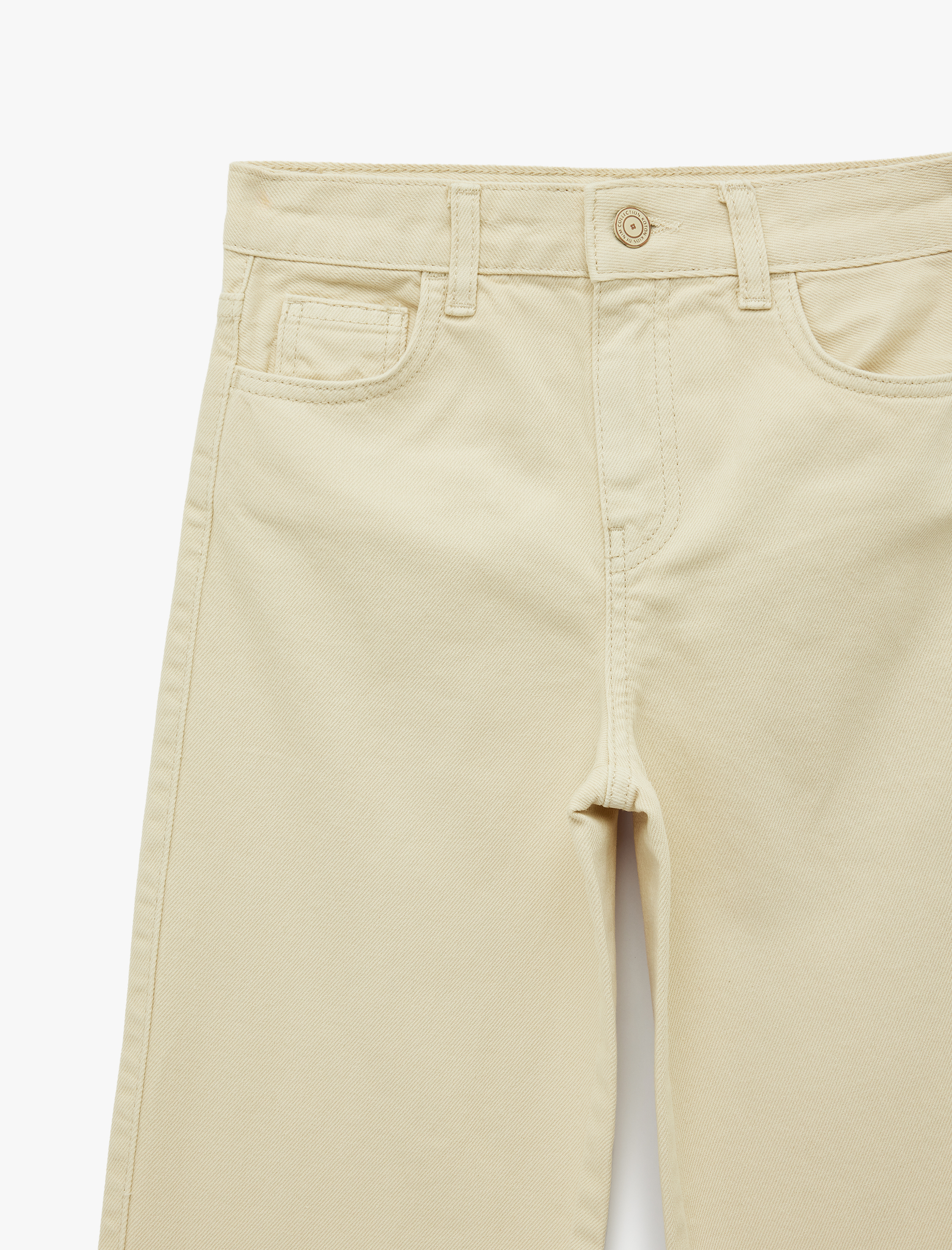  Kız Çocuk Pamuklu Cep Detaylı Geniş Paça Pantolon