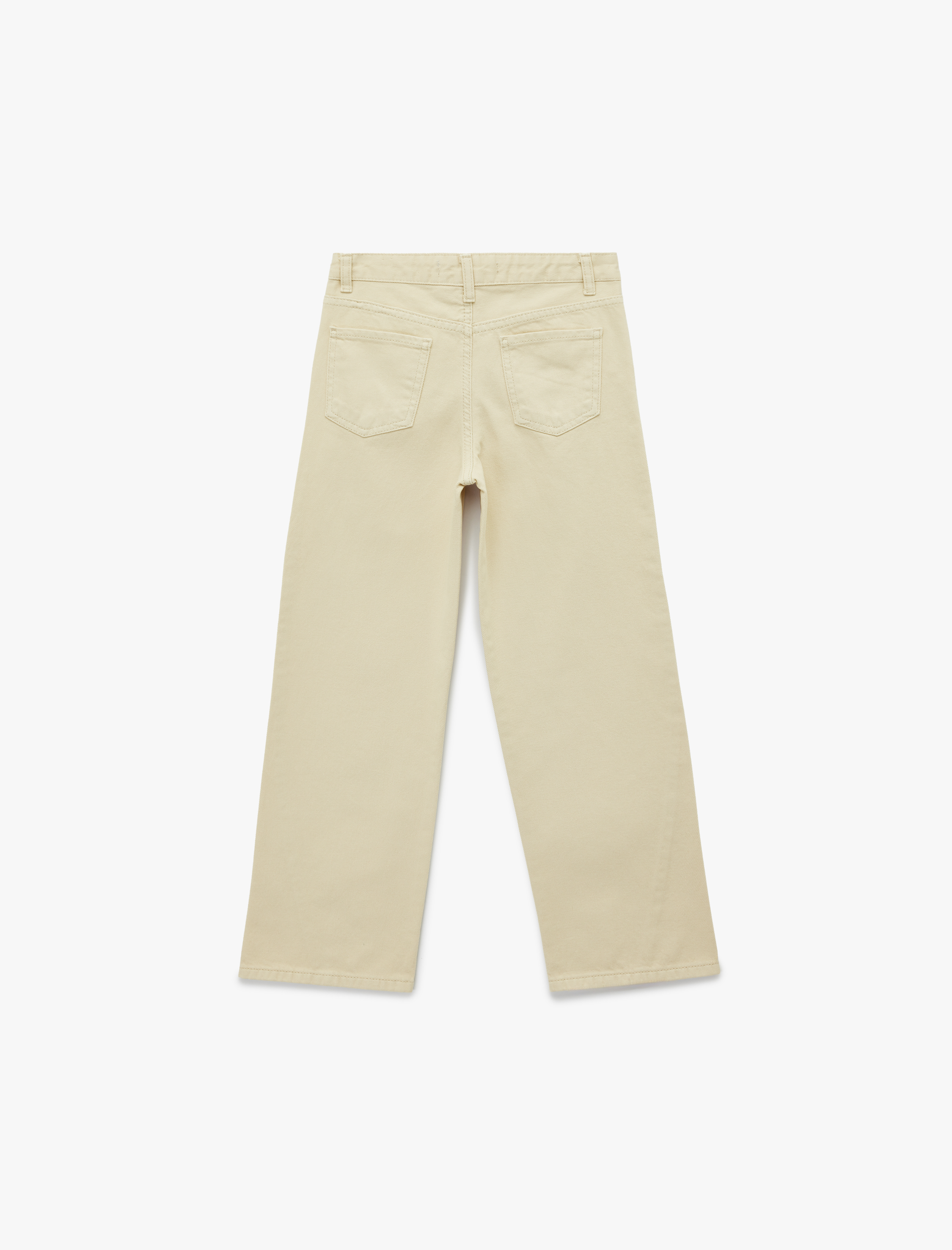  Kız Çocuk Pamuklu Cep Detaylı Geniş Paça Pantolon